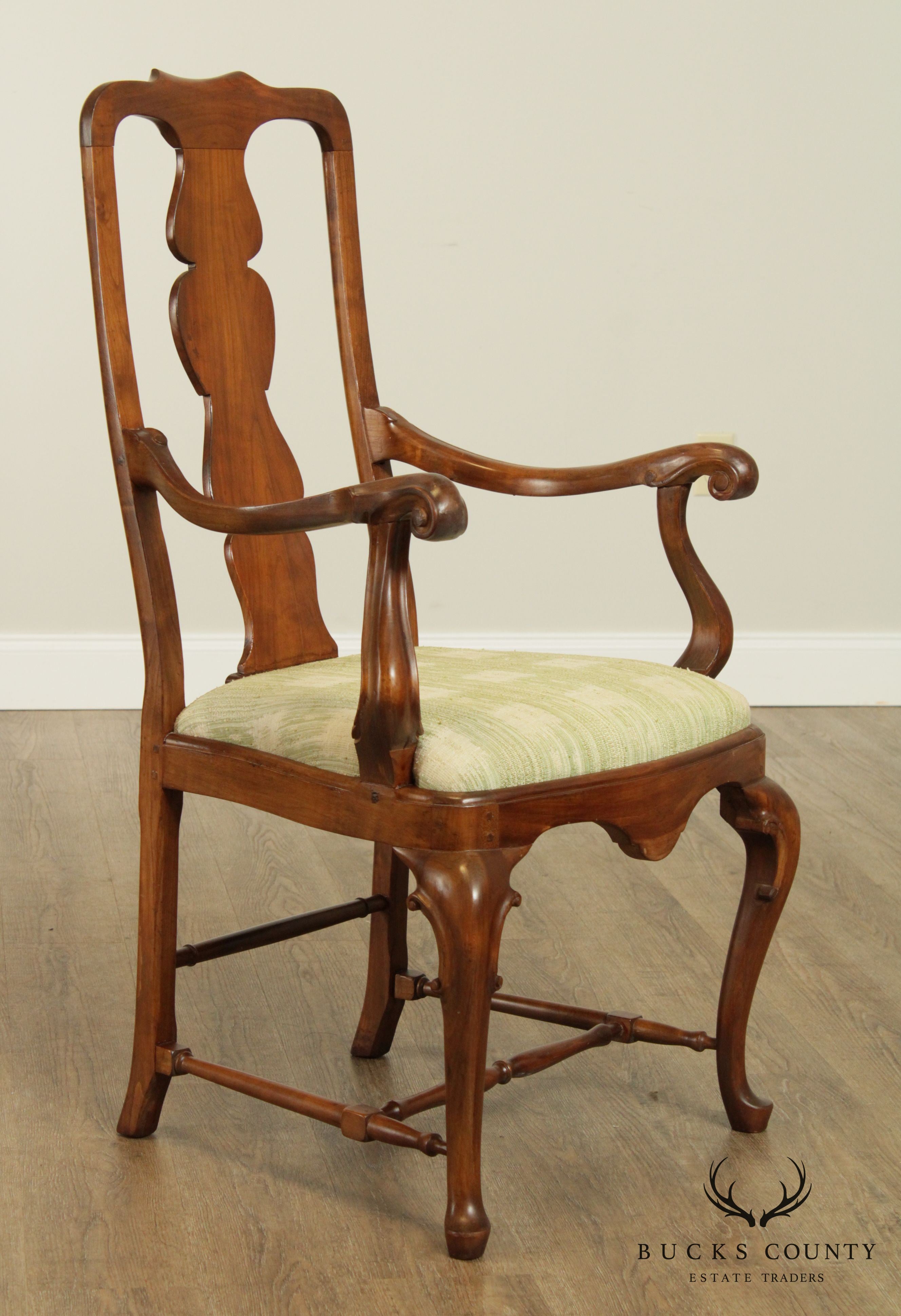 Italian Walnut Vintage Pair Armchairs