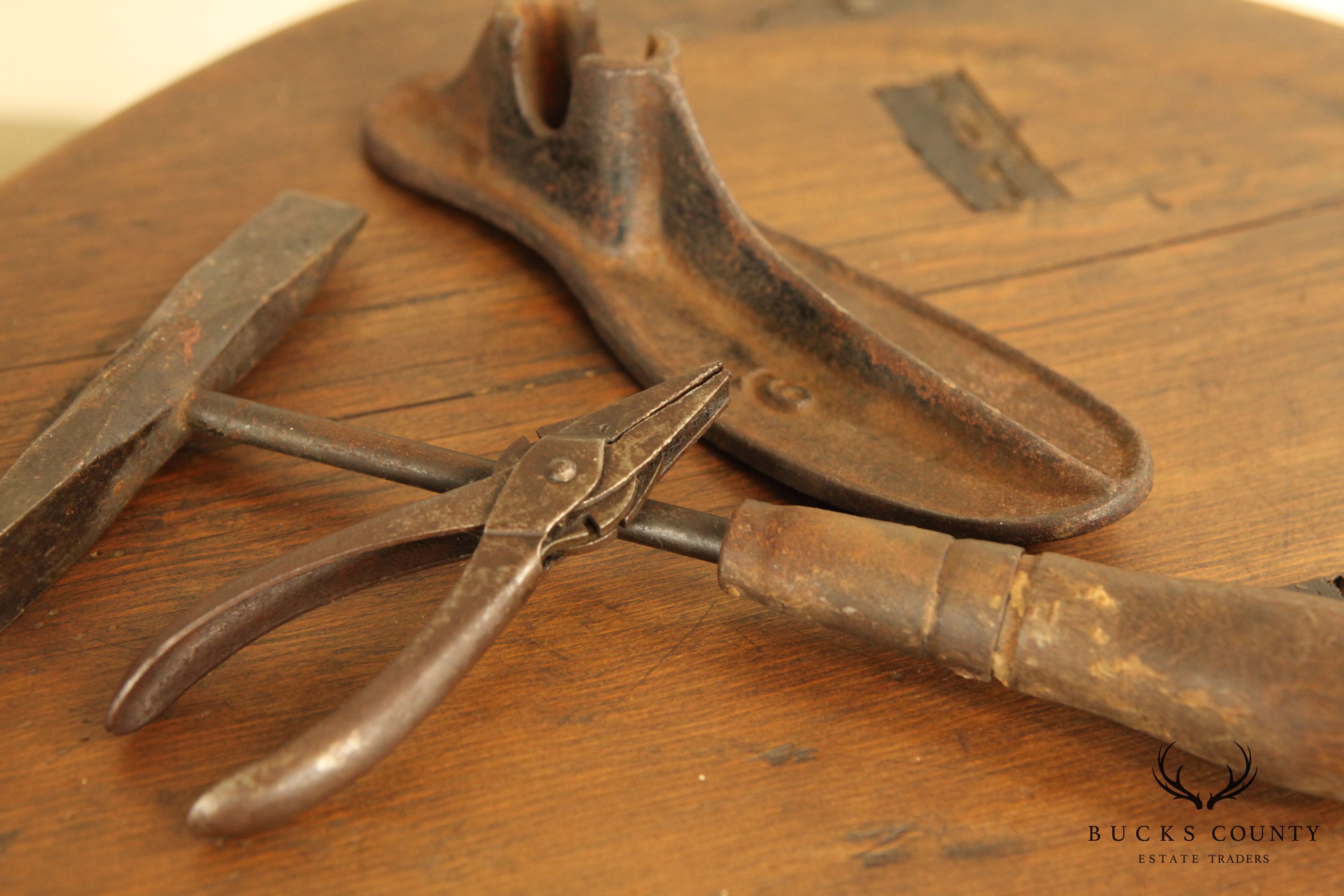 Antique American Cobblers Bench with Tools