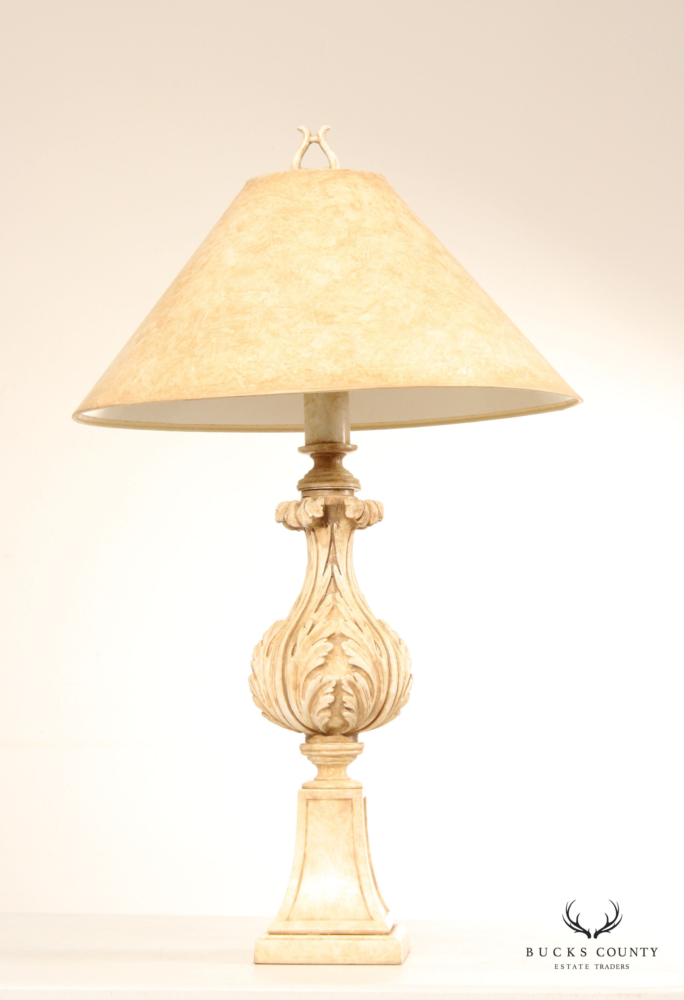 Italian Tuscan Style Foliate Carved Table Lamp