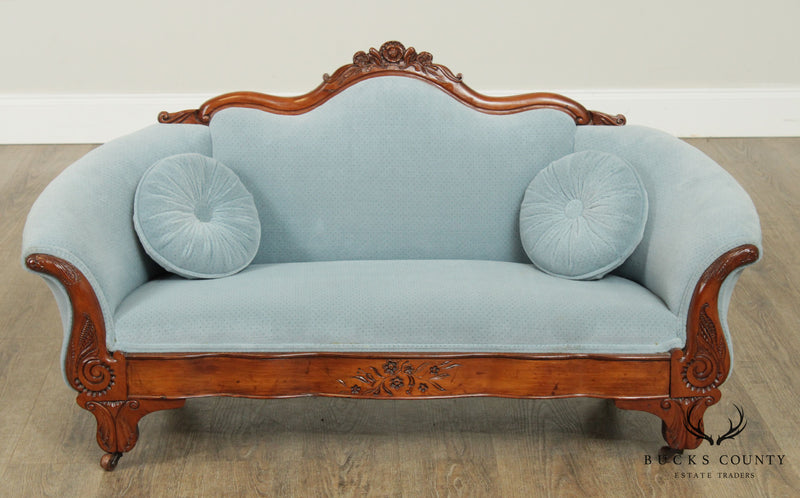 Antique 19th Century Victorian Carved Childs Sofa