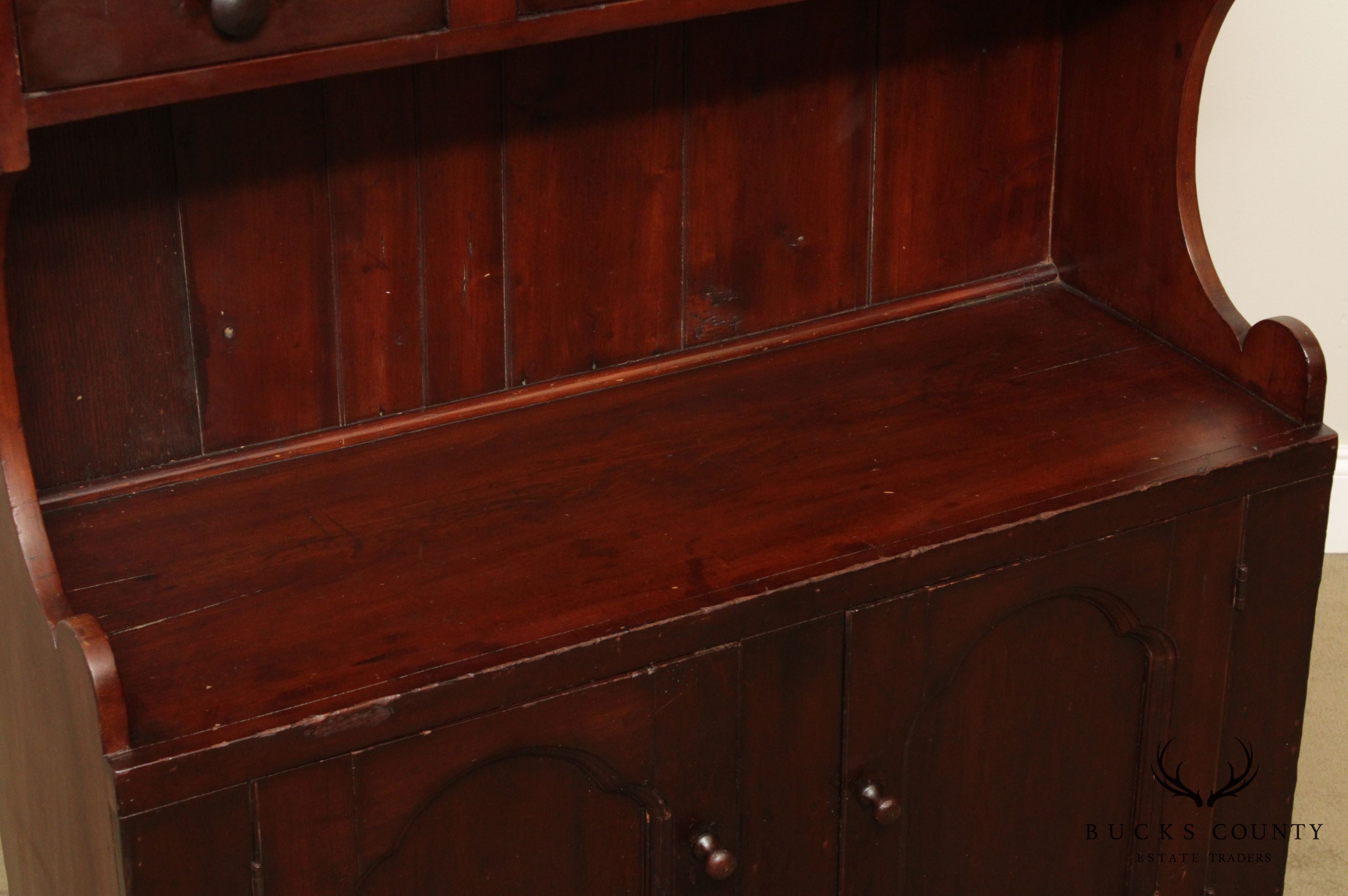 Antique American Pine Bucket Bench