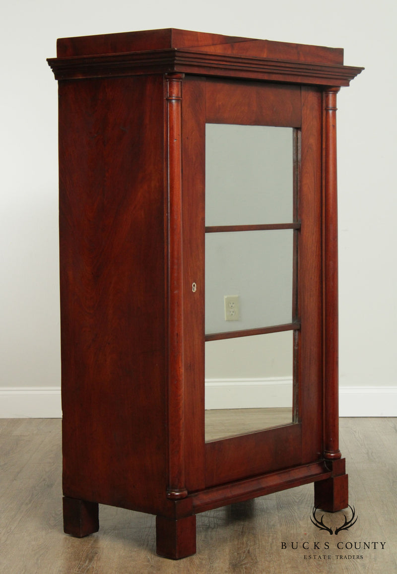 Antique 19th Century Mahogany Biedermeier Style Mirror Door Cabinet