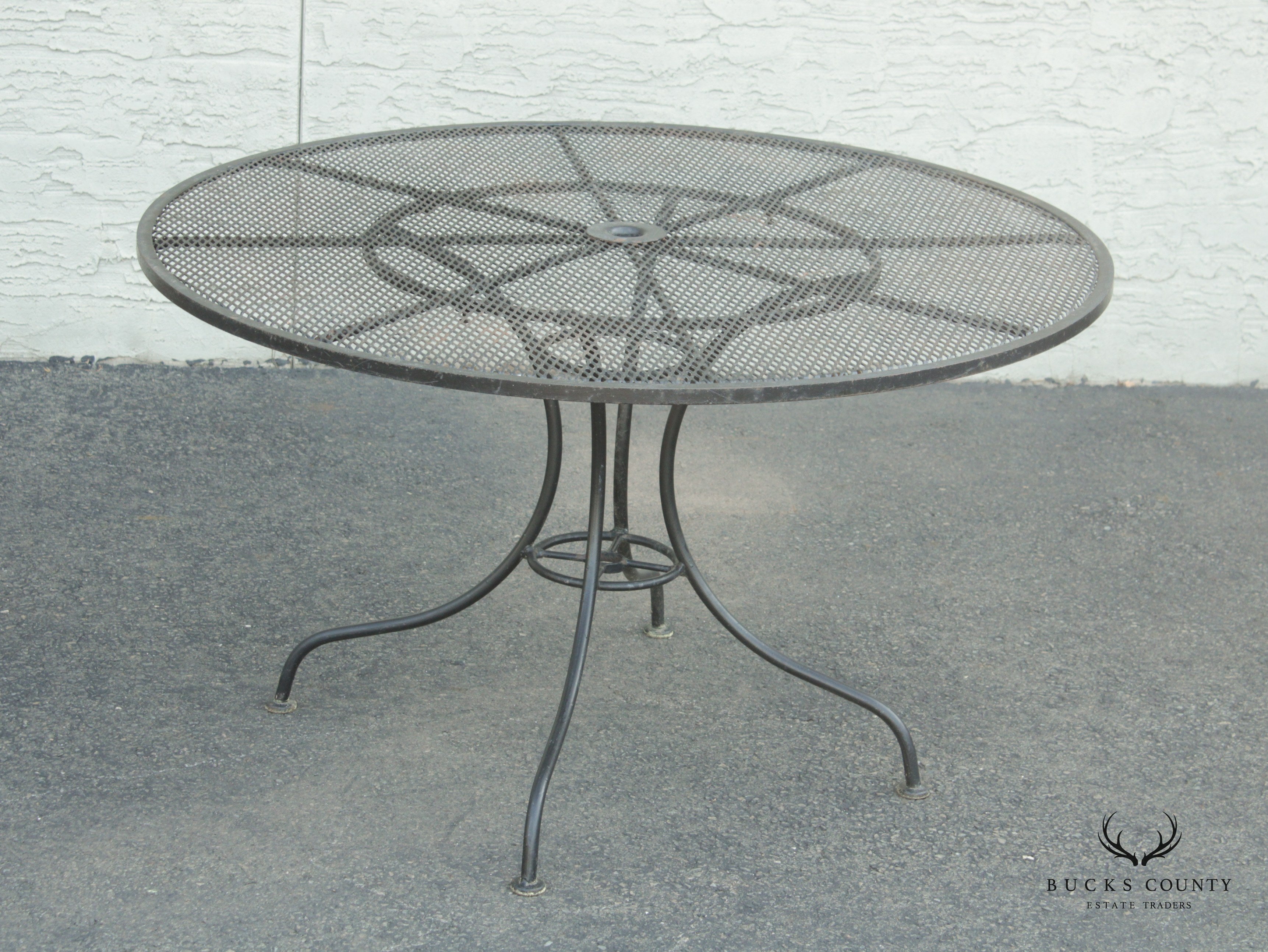 Vintage Round Wrought Iron Patio Dining Table