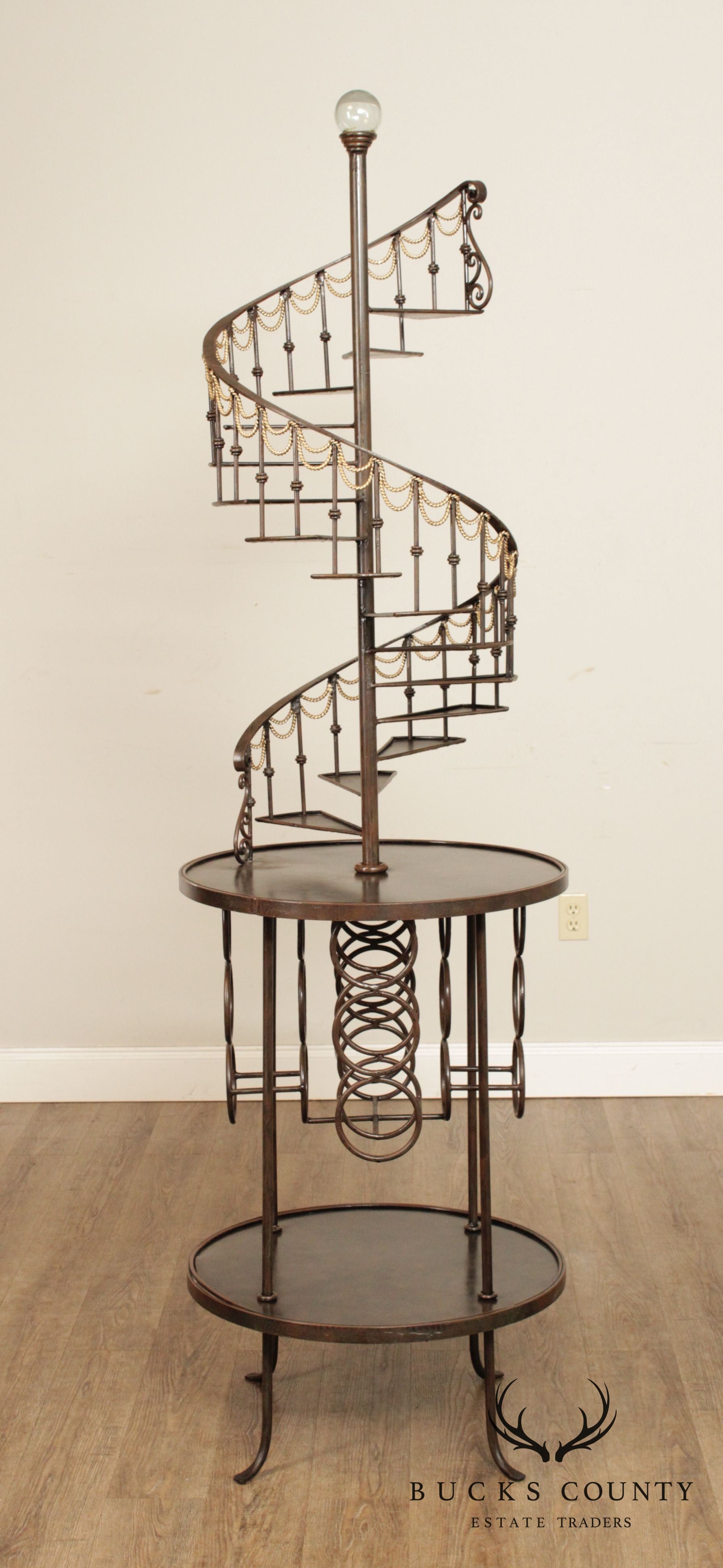 Quality Wrought Iron Spiral Staircase Etagere Wine Rack