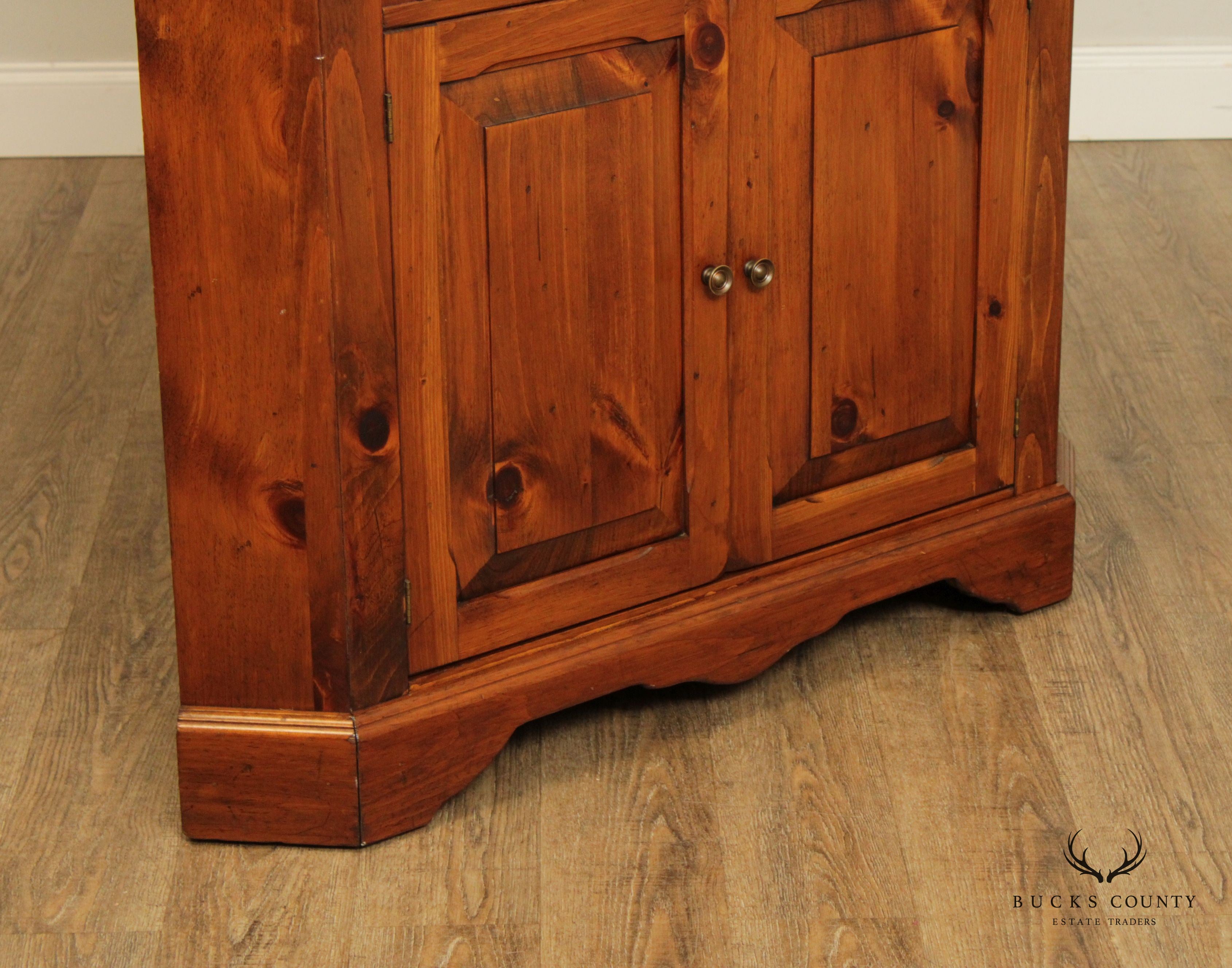 Plymwood Early American Style Pine Corner Cupboard