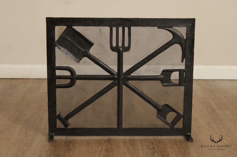 Custom Hand Forged Iron Arts And Crafts Style Fireplace Screen