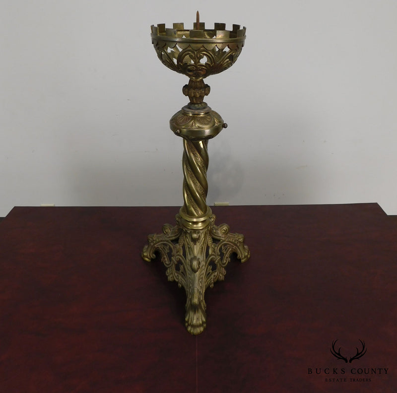 Victorian Gothic Renaissance Aesthetic Pair Brass Candle Prickets