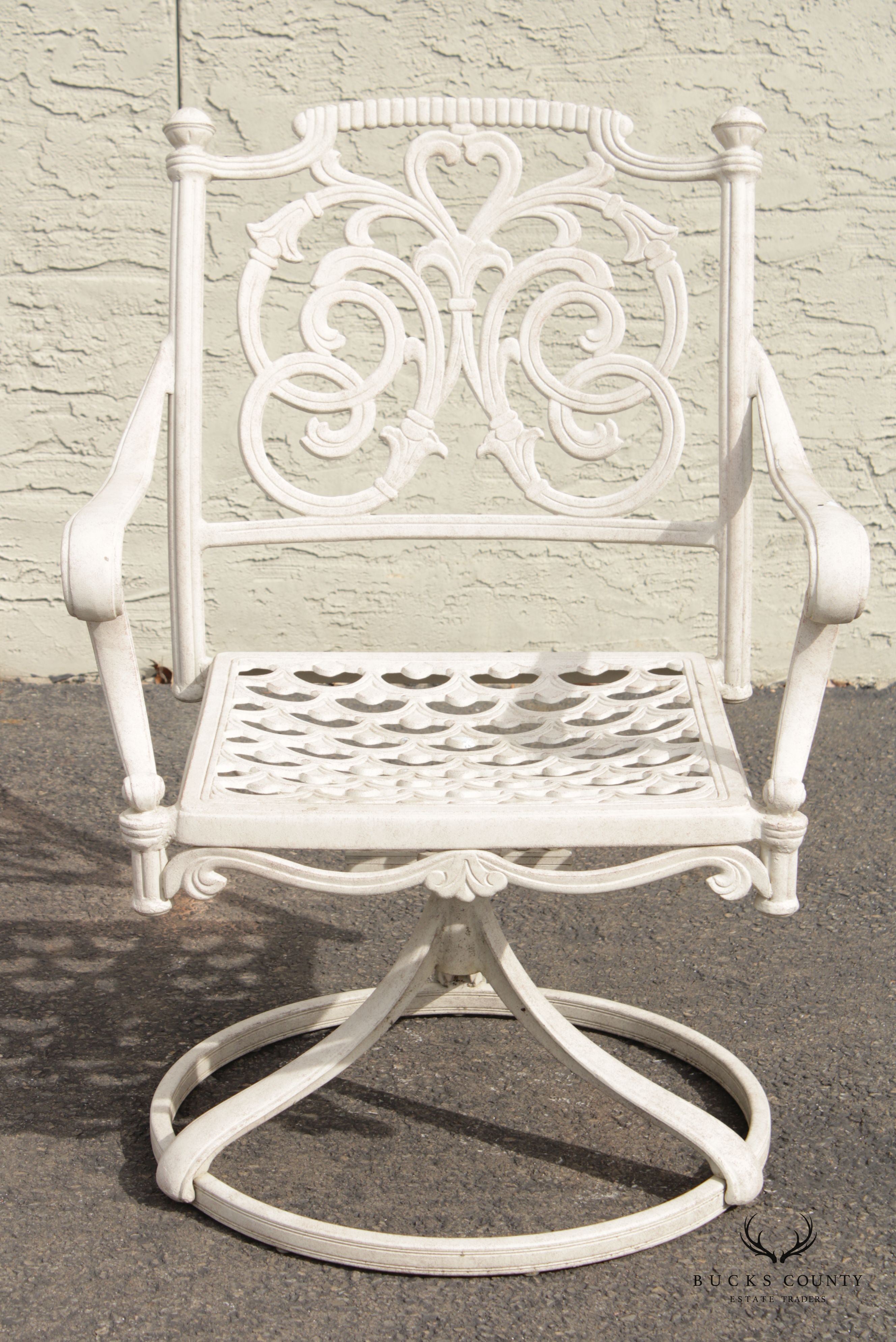 Vintage Hanover Garden Patio Pair Cast Aluminum Swivel Chairs