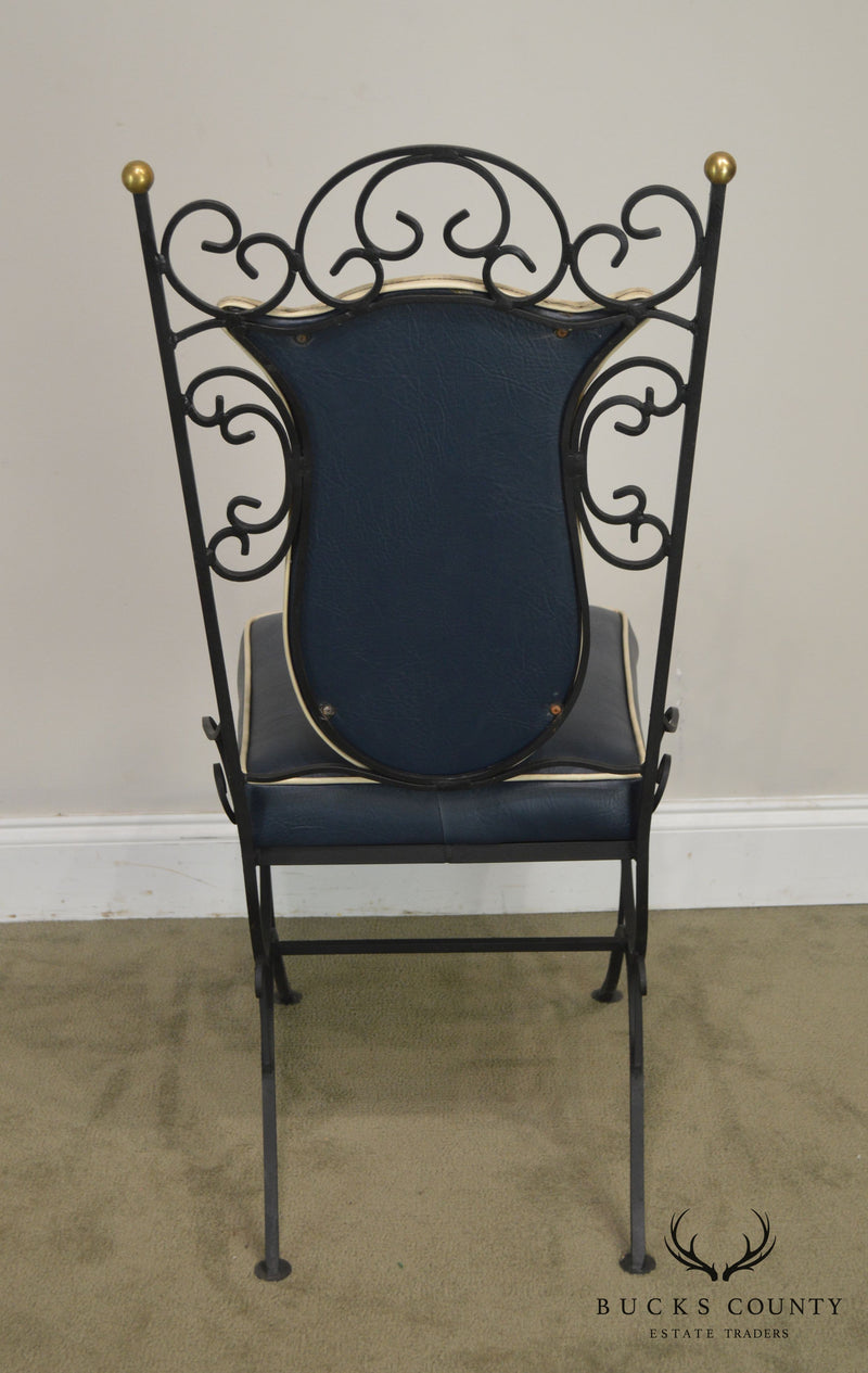 1950's Vintage Custom Quality Scrolled Wrought Iron Side Chair