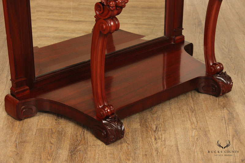 Antique Victorian Renaissance Revival Carved Mahogany Console Table