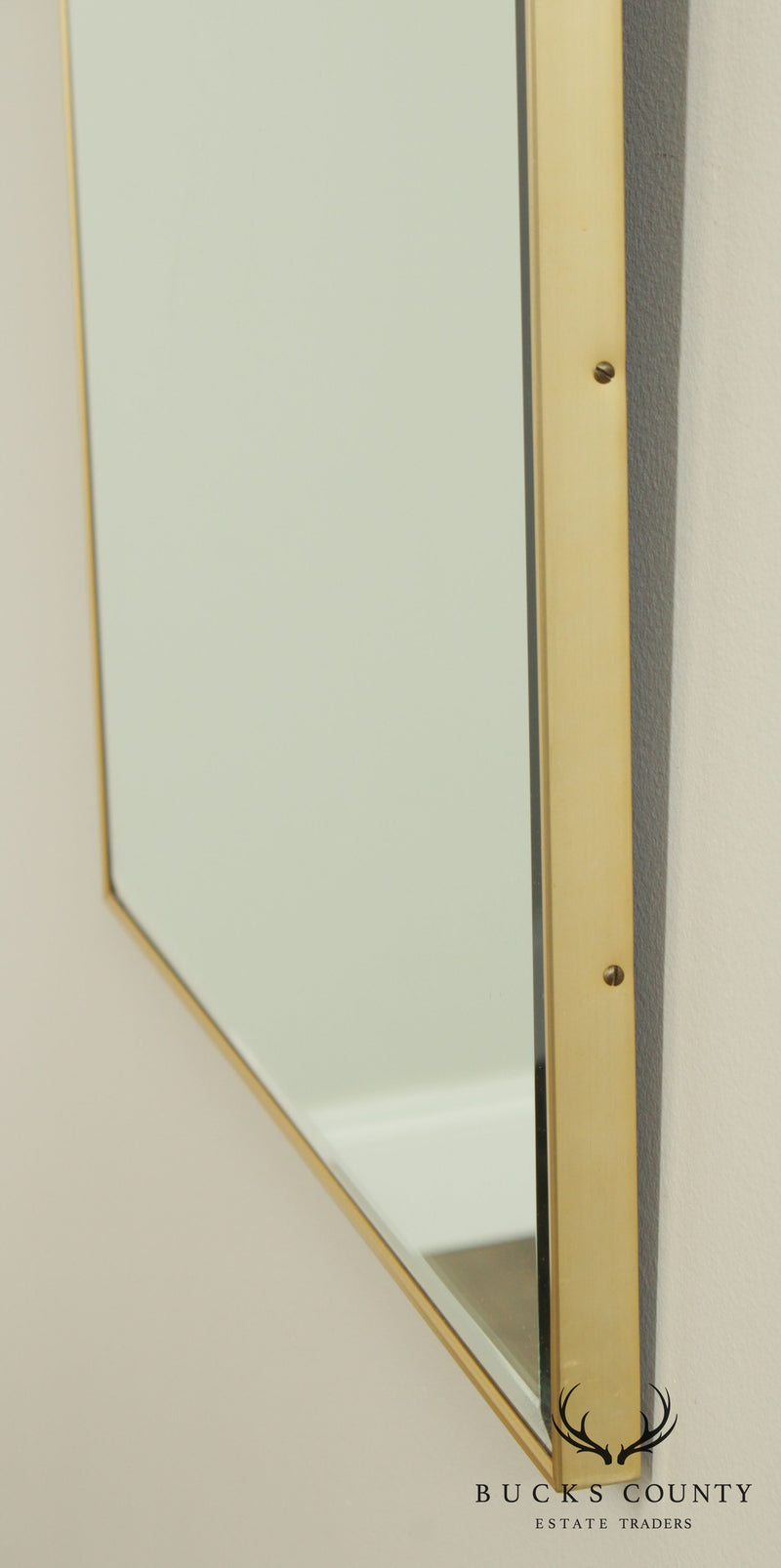 Mid Century Modern Brushed Brass Beveled Wall Mirror
