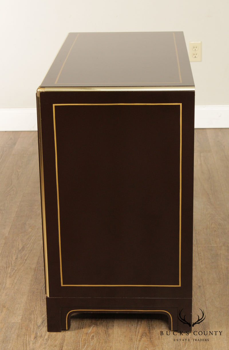 Baker Hand Painted Chinoiserie Lacquered 2 Door Cabinet