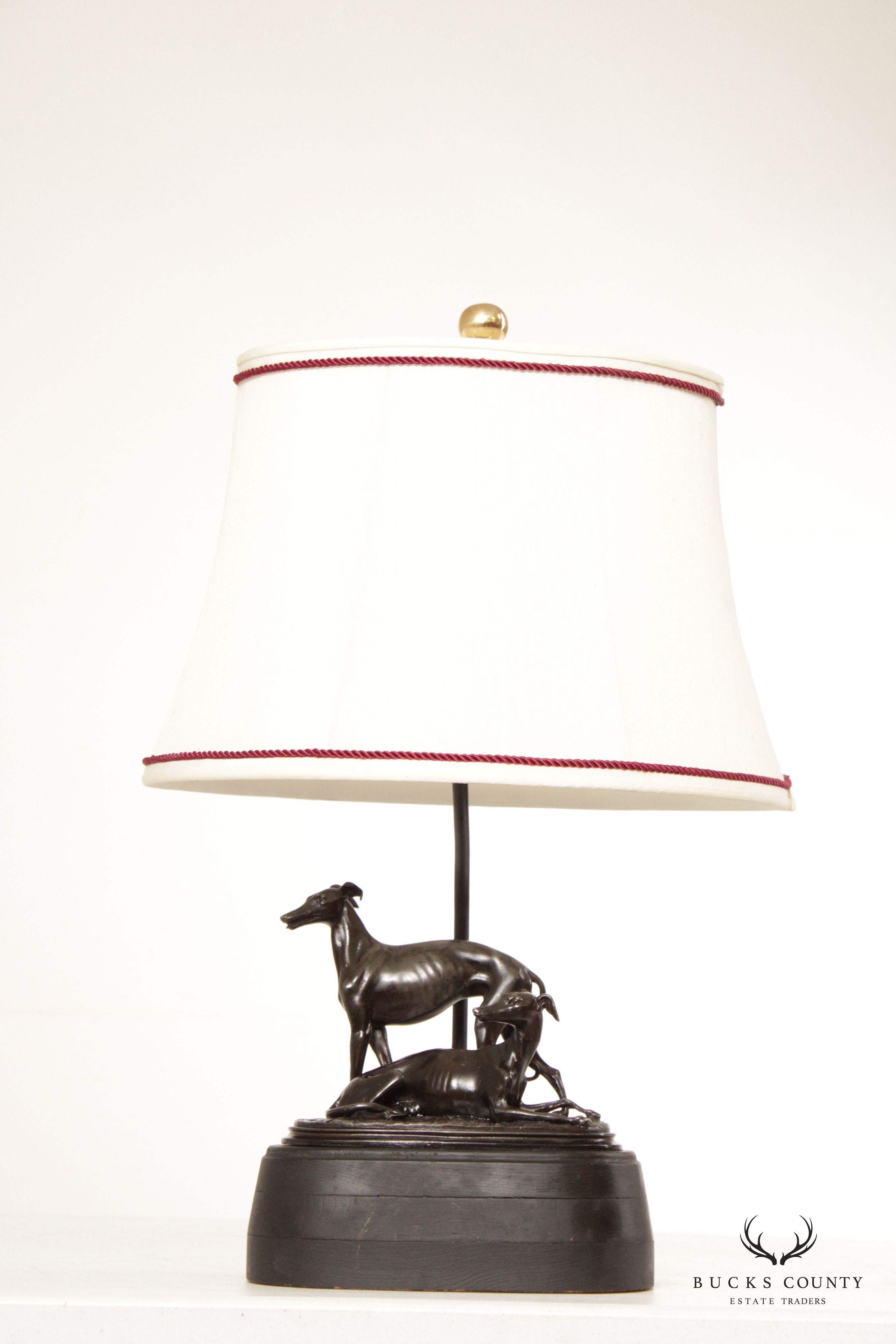 Frederick Cooper Pair of Bronze Greyhound Table Lamps