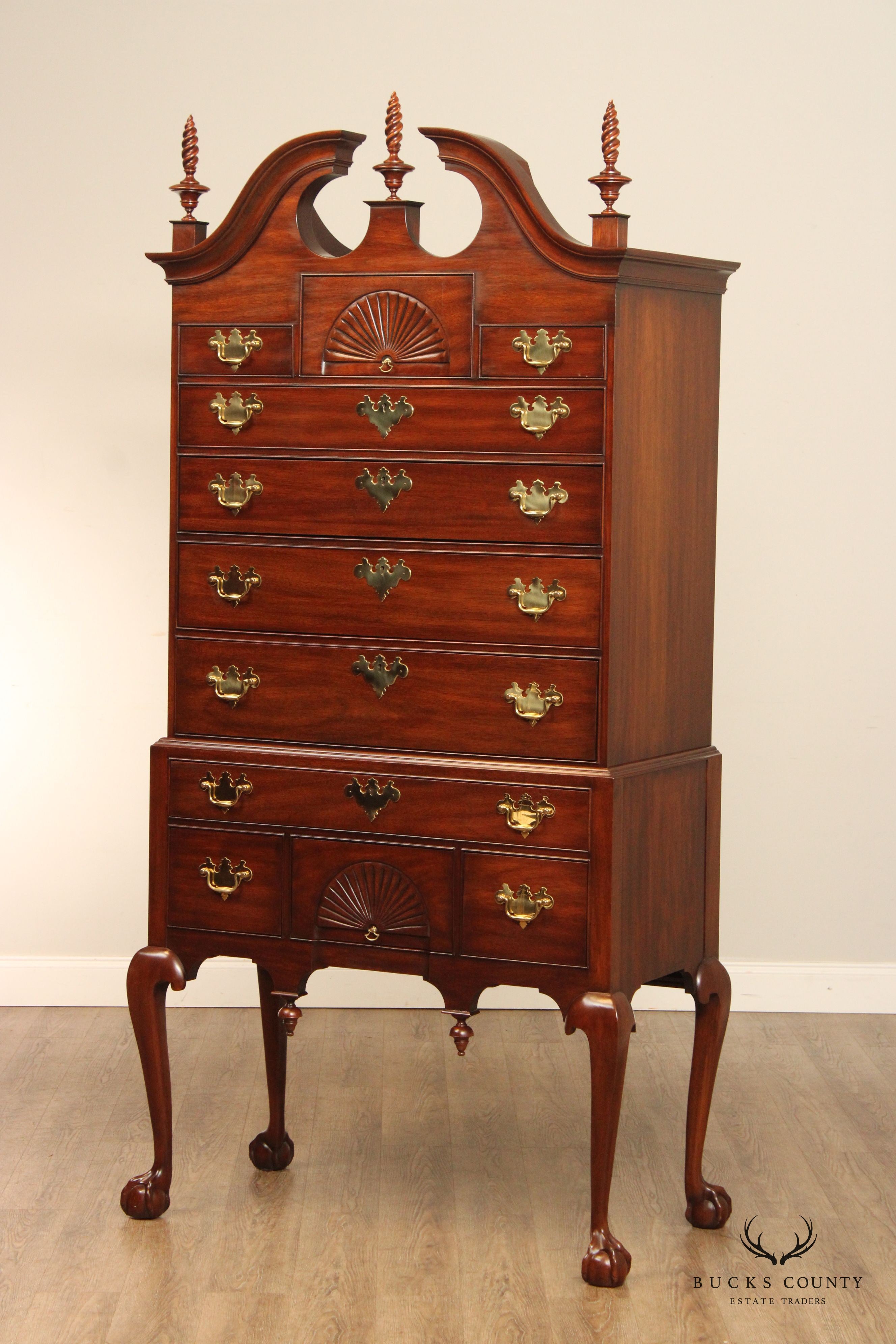 Henkel Harris Chippendale Style Mahogany 'SPNEA' Highboy Chest