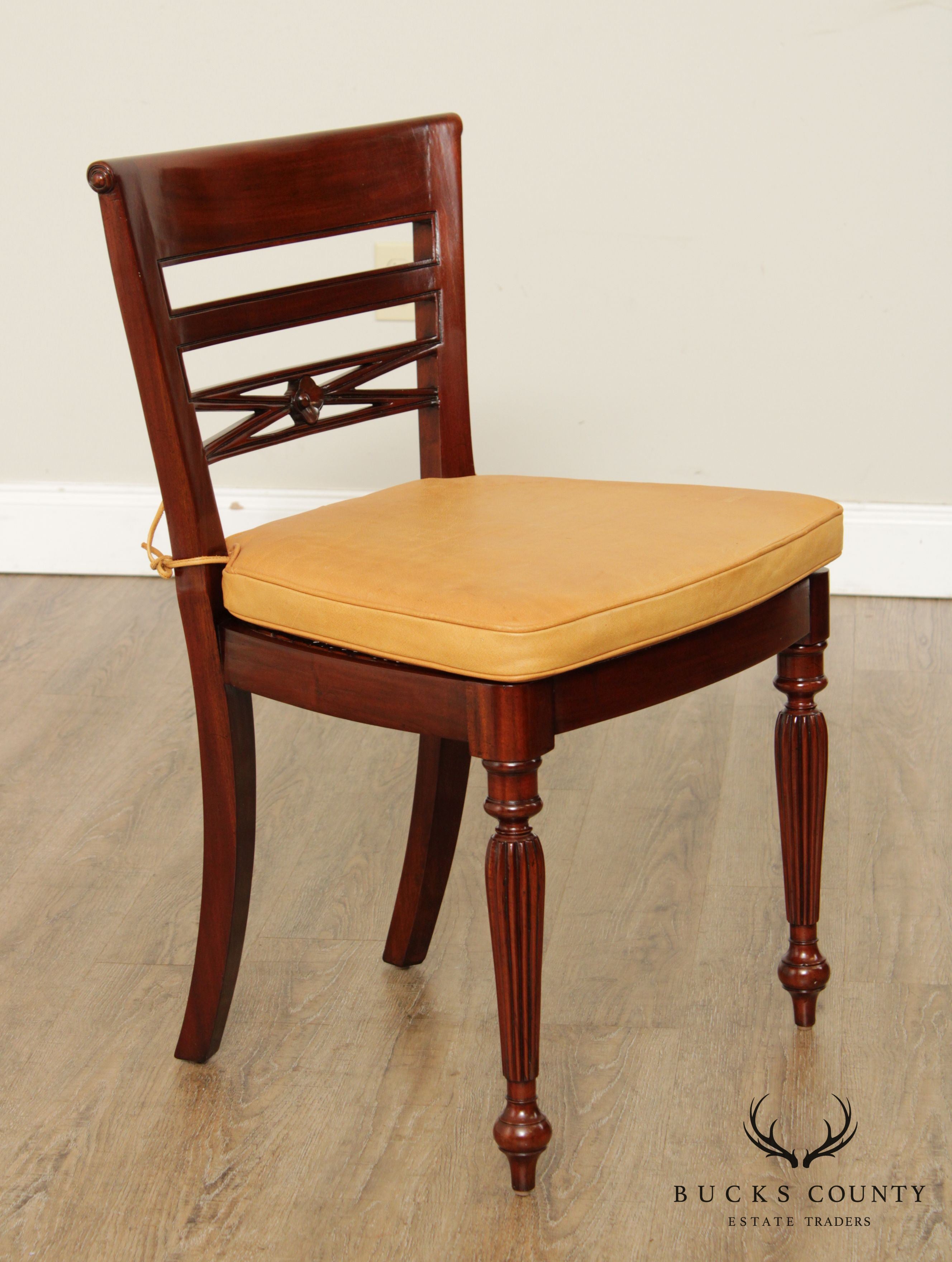 Regency Style Pair of Side Chairs with Leather Cushions