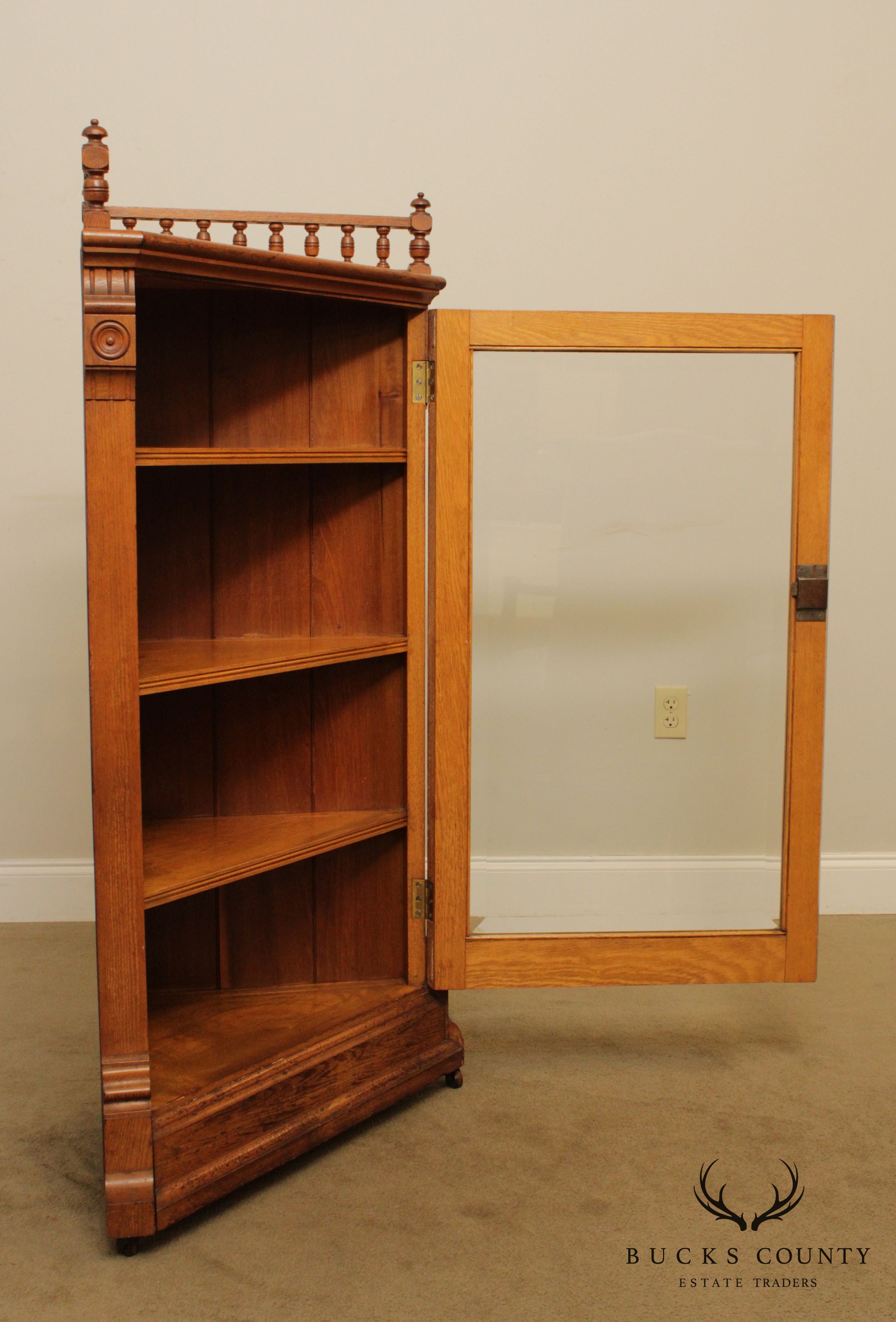 Antique Victorian Oak Corner Cabinet