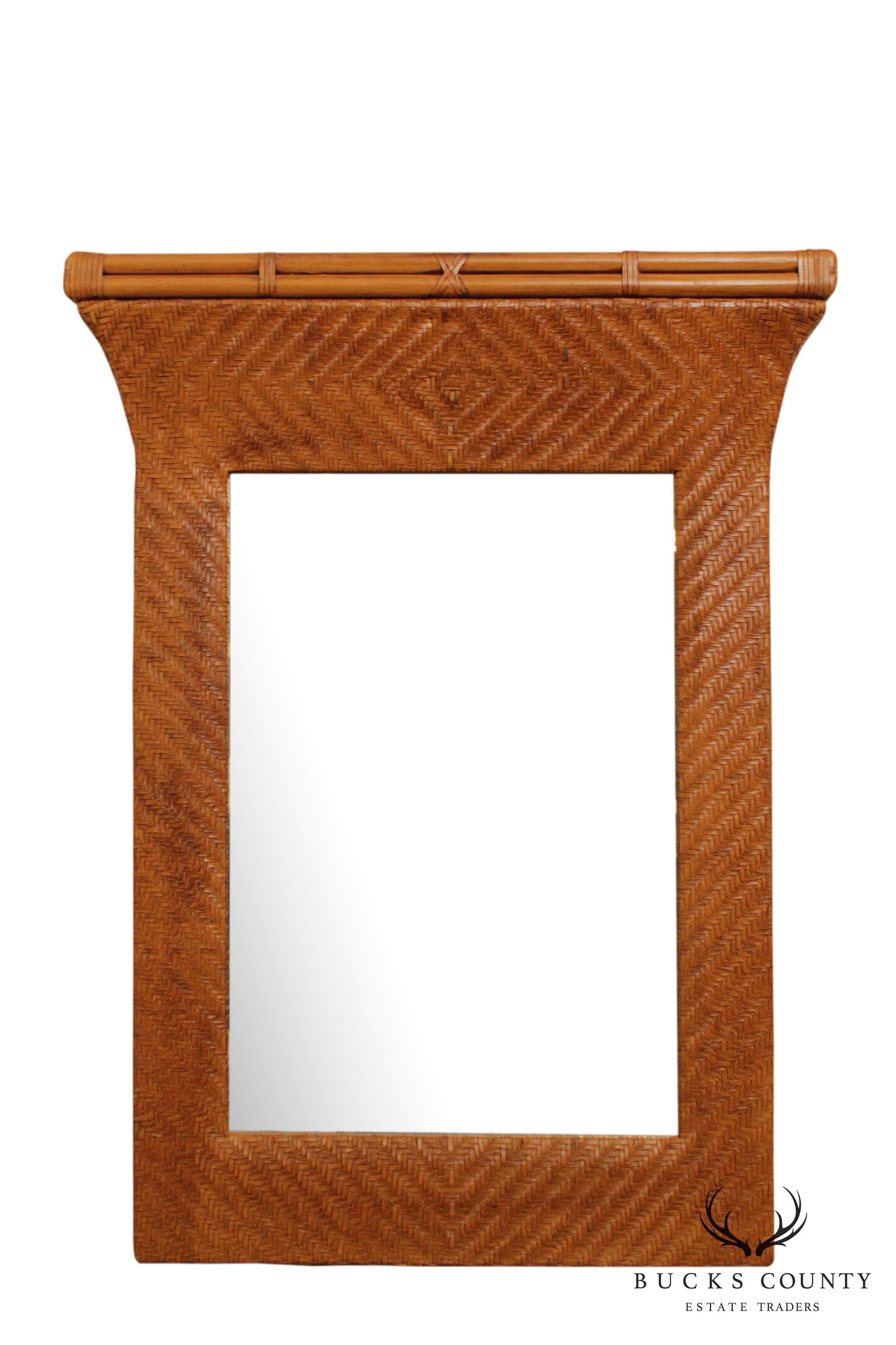 Henredon Rattan & Woven Leather Wall Mirror