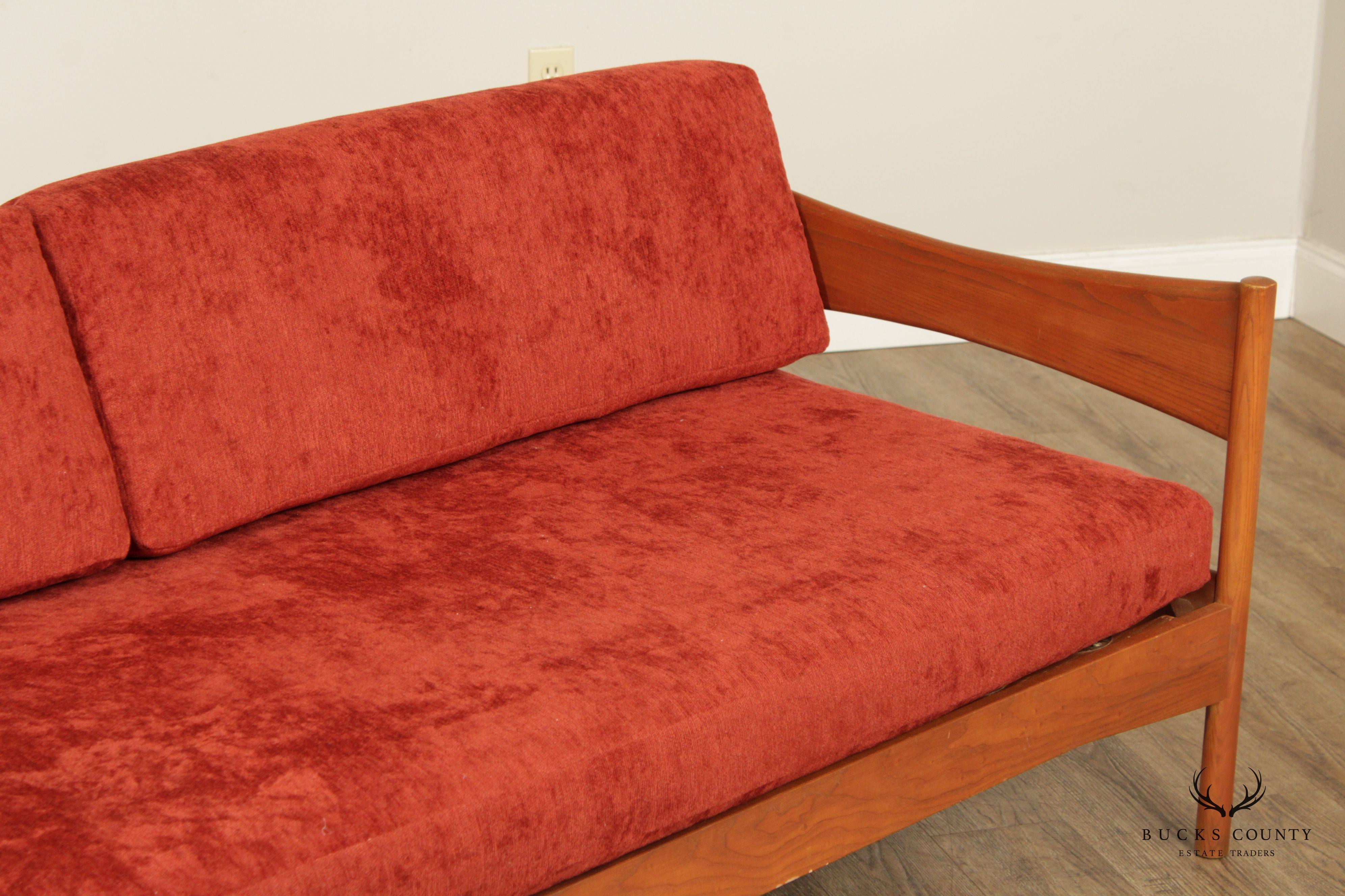 Mid Century Danish Modern Teak Frame Sofa