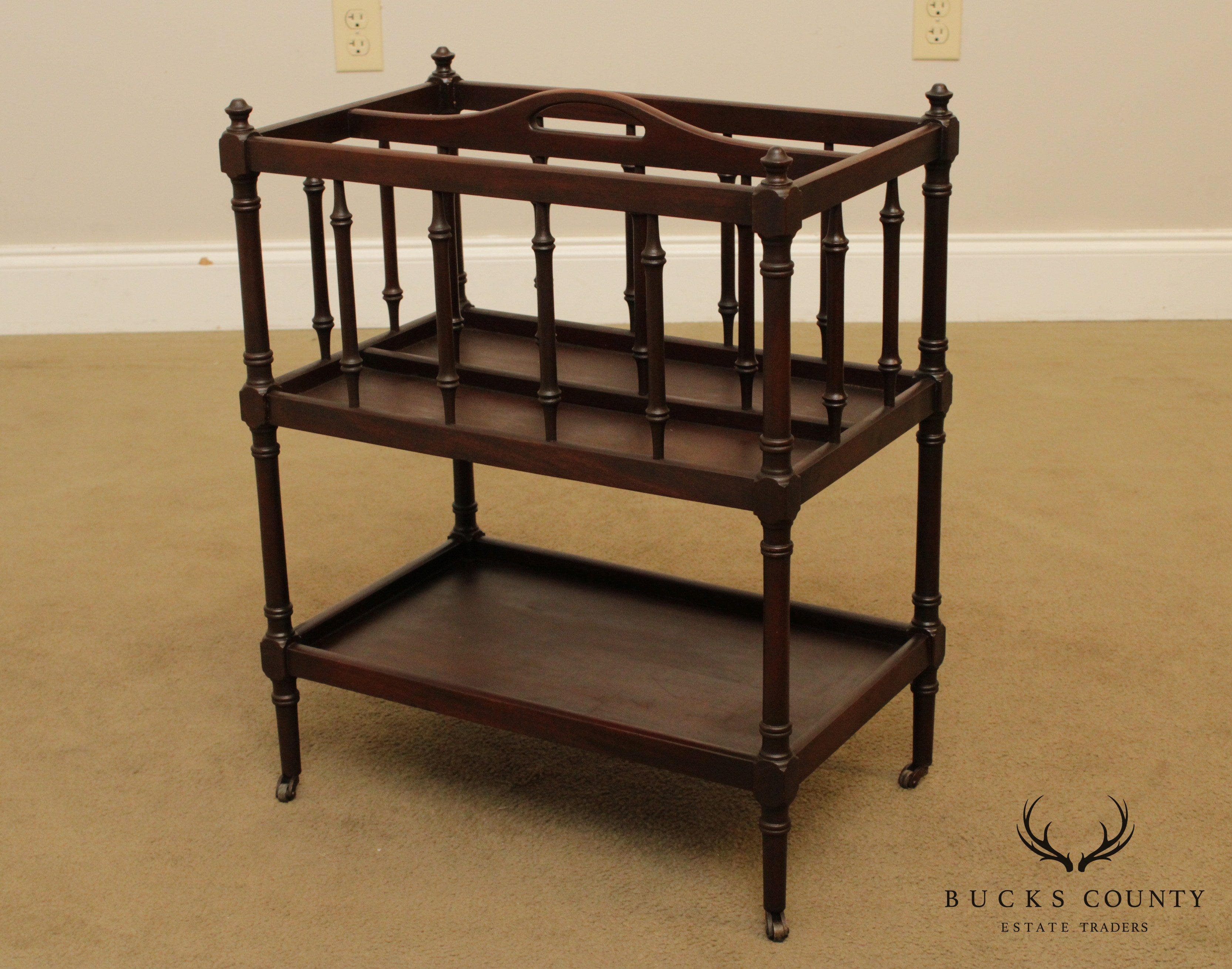 Regency Style Vintage 1930's Mahogany Magazine Stand