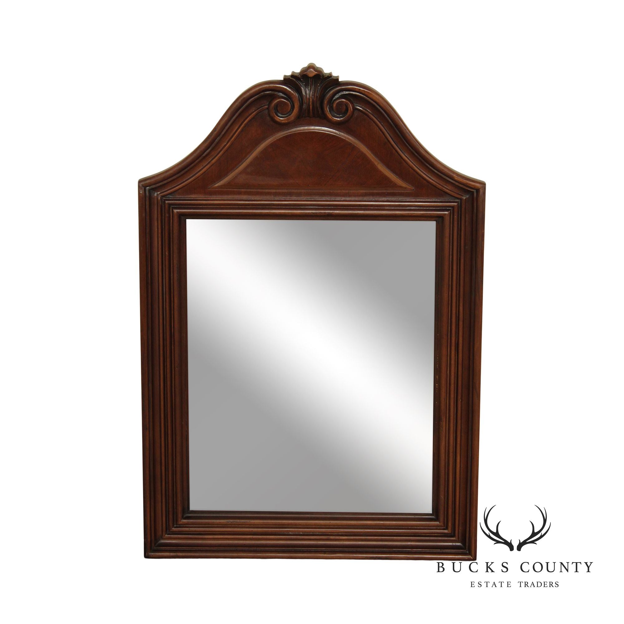 Carved Cherry Pediment Beveled Wall Mirror