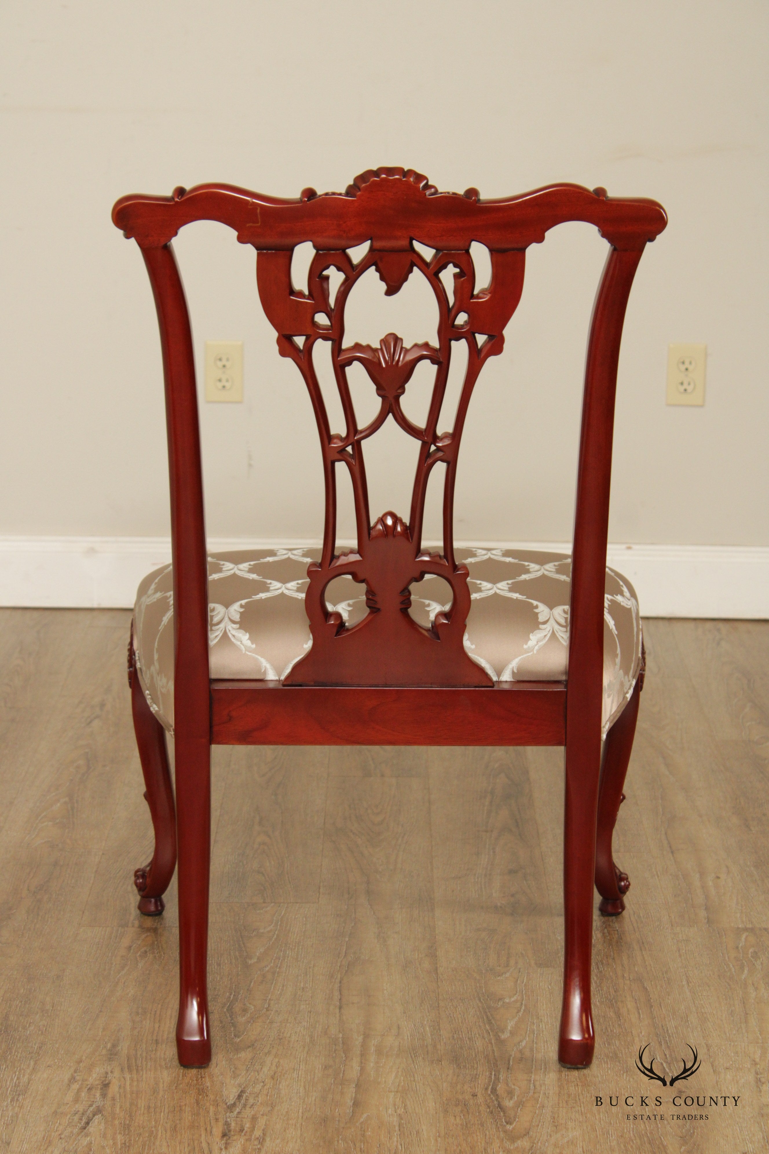 Rococo Style Pair Carved Mahogany Side Chairs