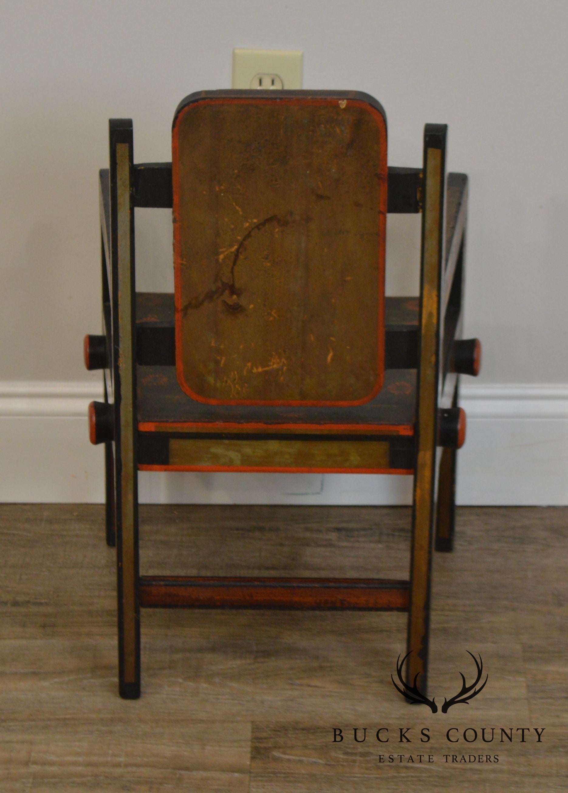 19th Century Hand Painted Childs Folk Art Armchair