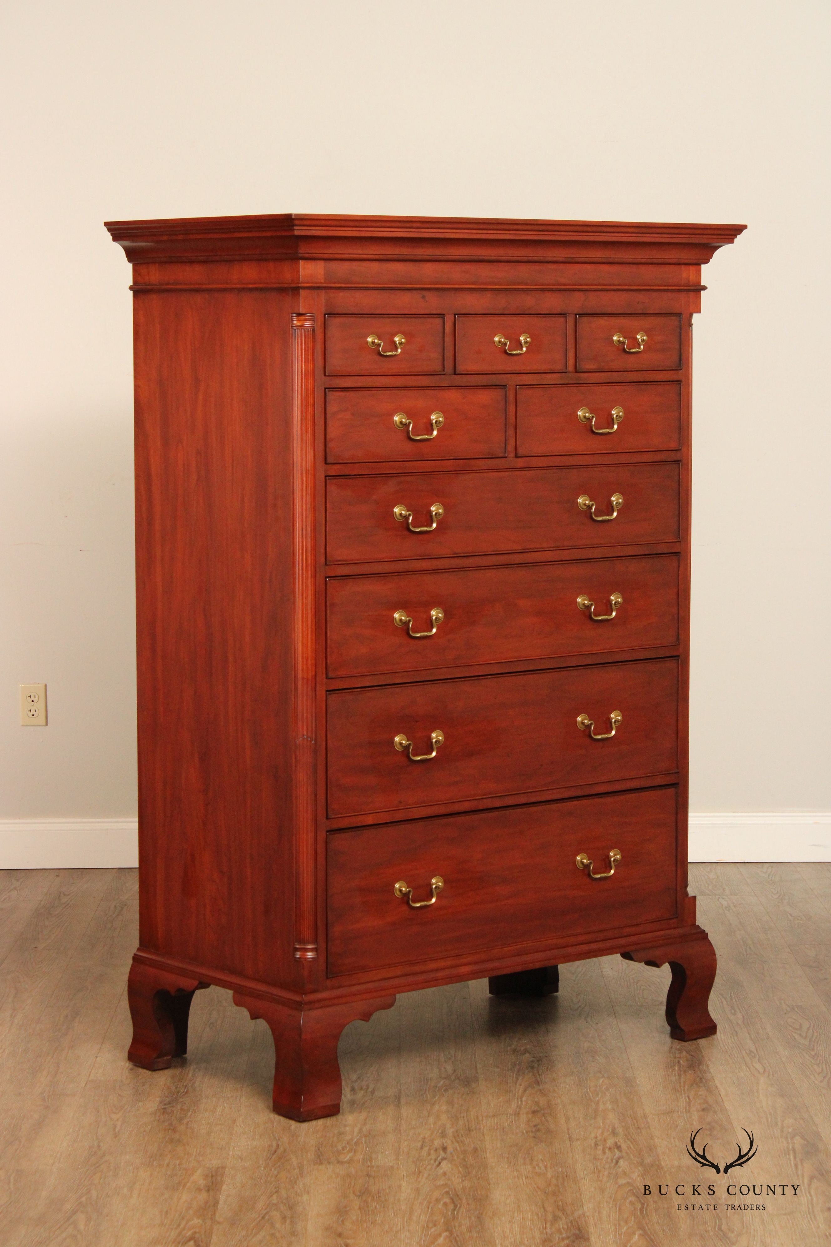 Henkel Harris Chippendale Style Cherry High Chest of Drawers