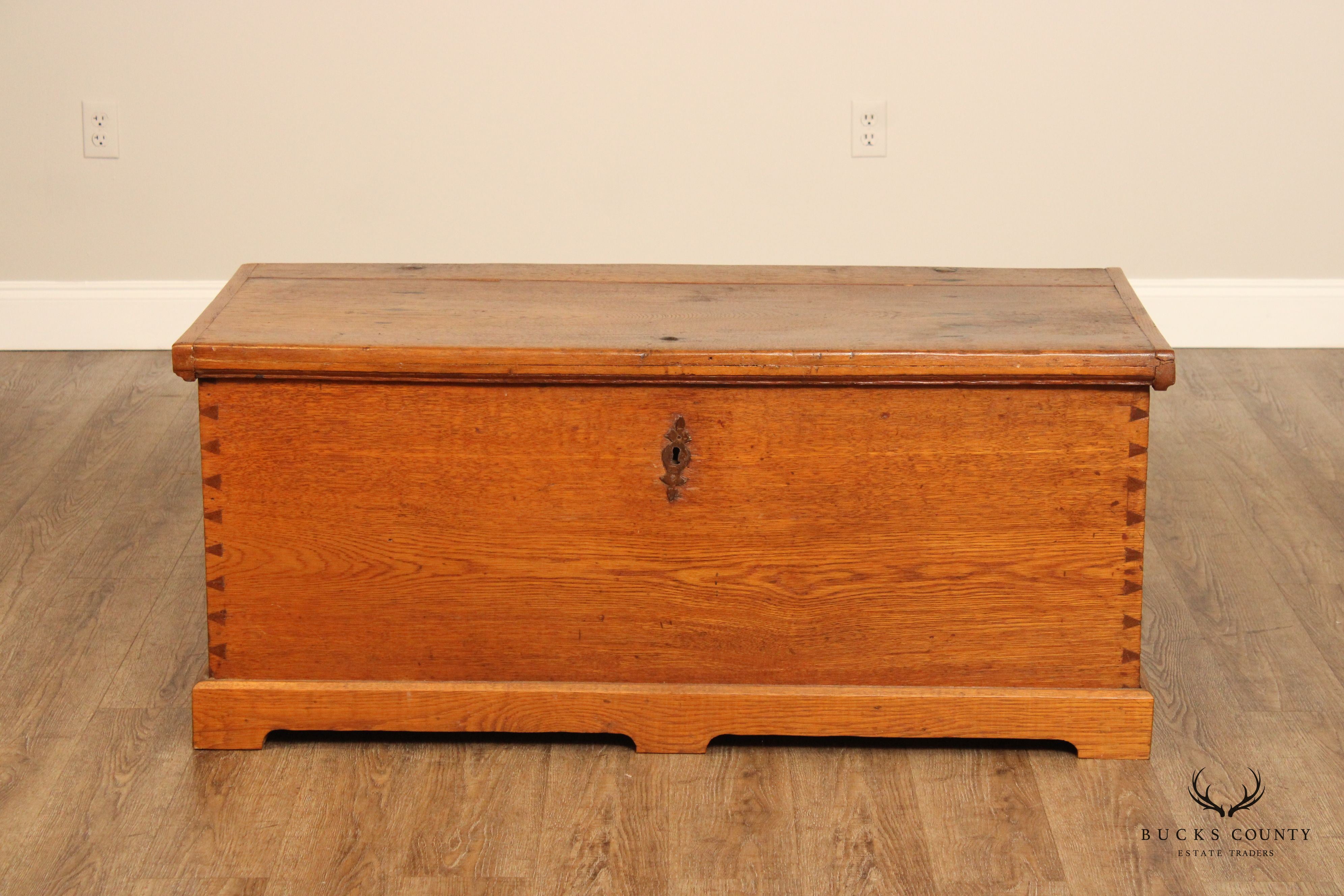 Antique Solid Oak Dovetailed Blanket Chest