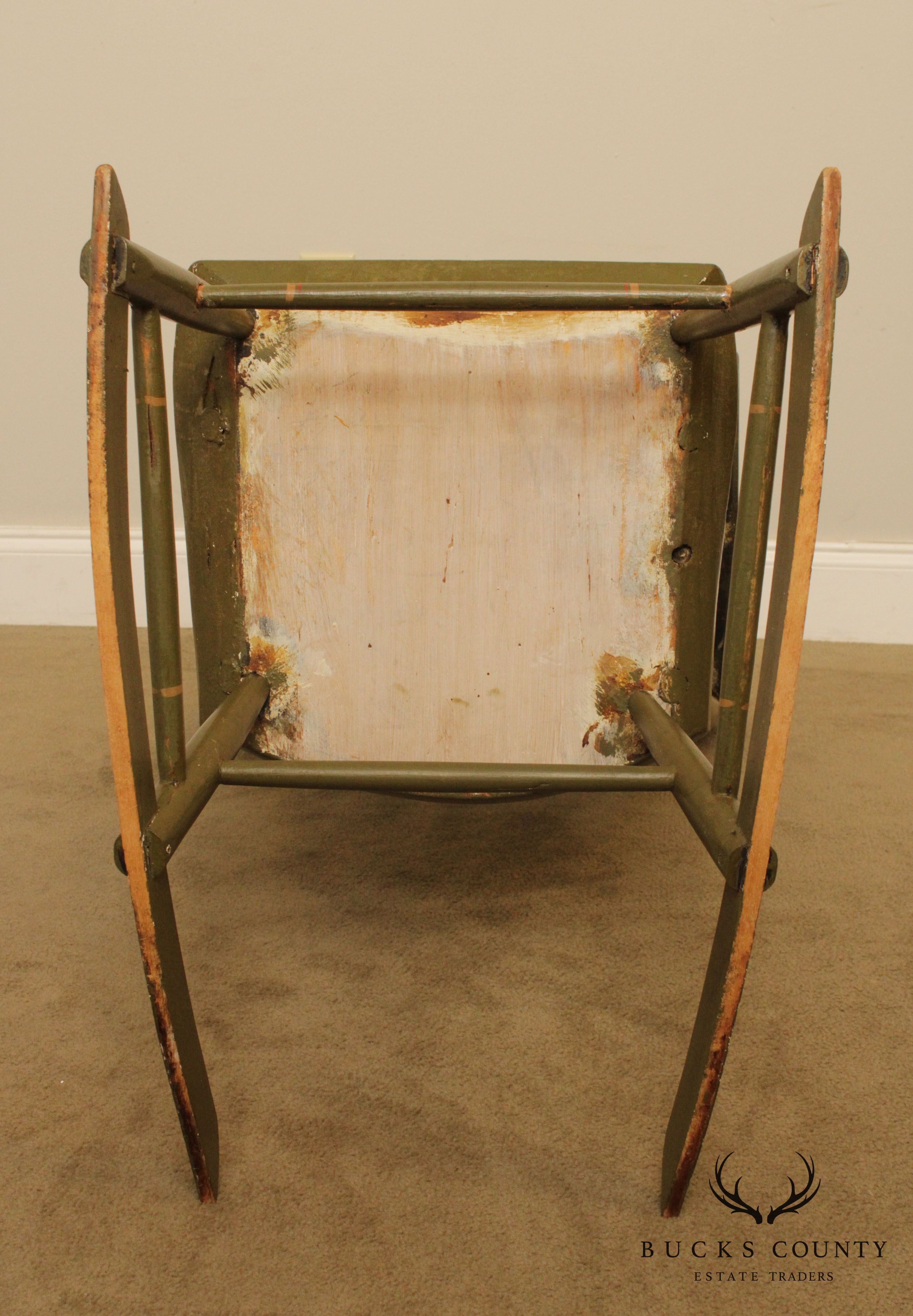 Antique 19th Century Green Painted Arrow Back Rocker