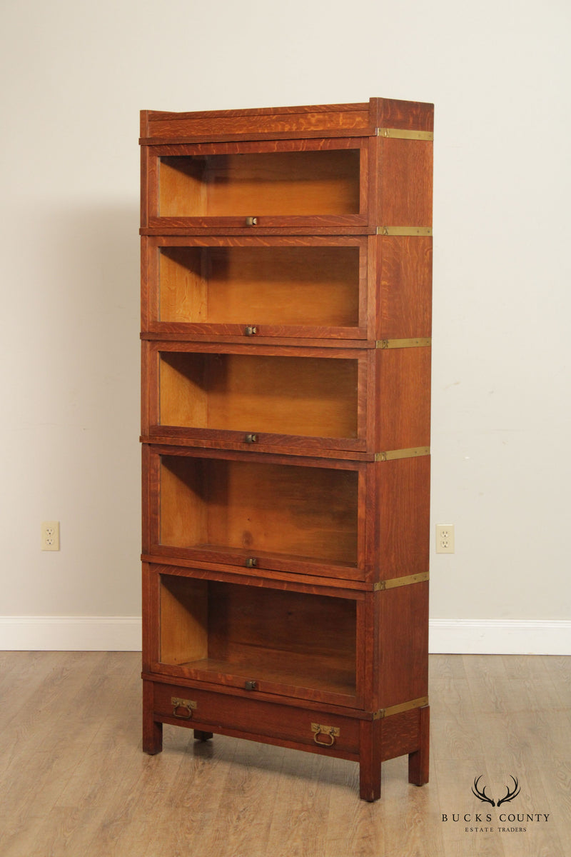 Antique Pair of Mission Oak Five Stack Barrister Bookcases