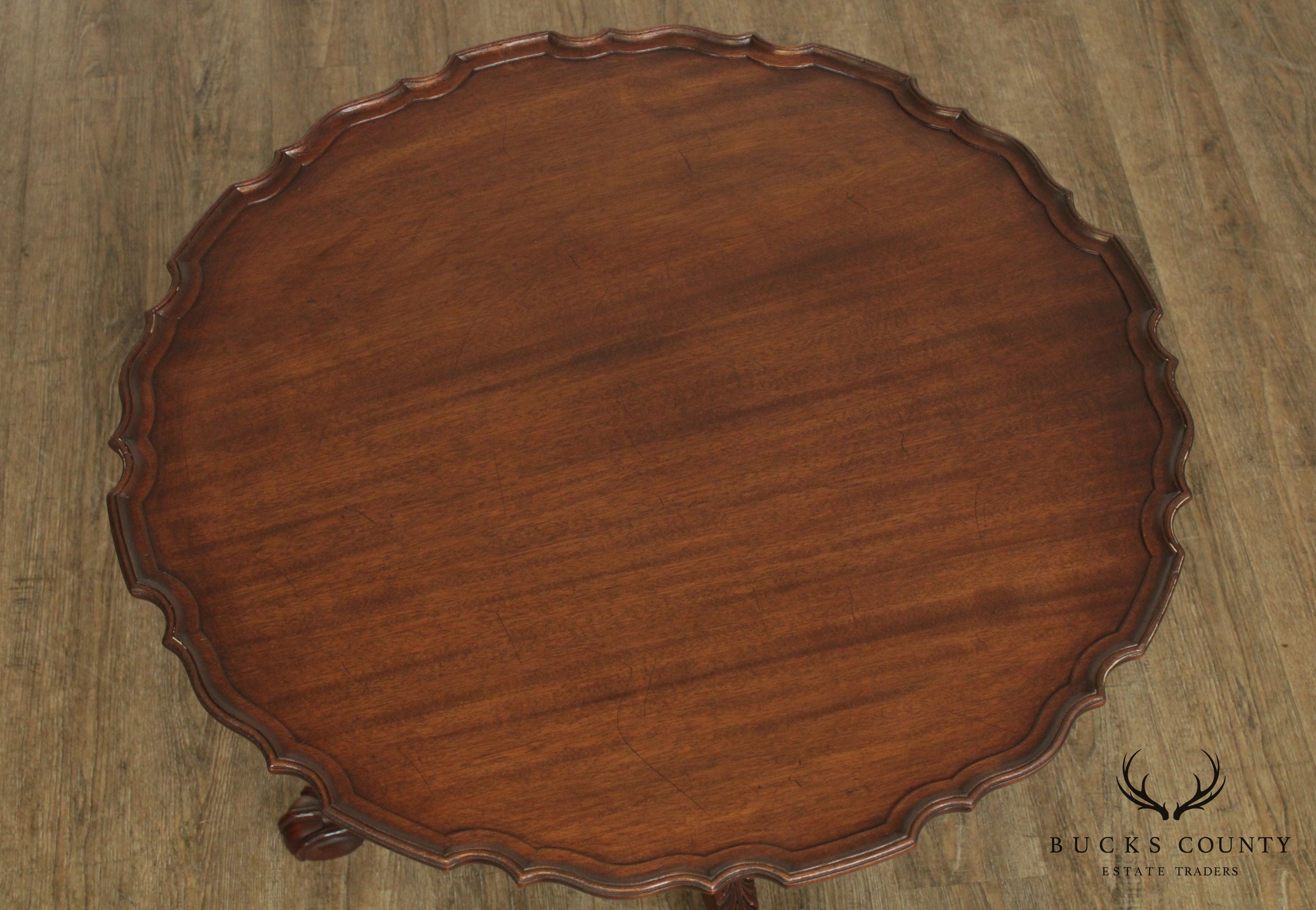 Chippendale Style Vintage Custom Mahogany Tilt Top Pie Crust Table