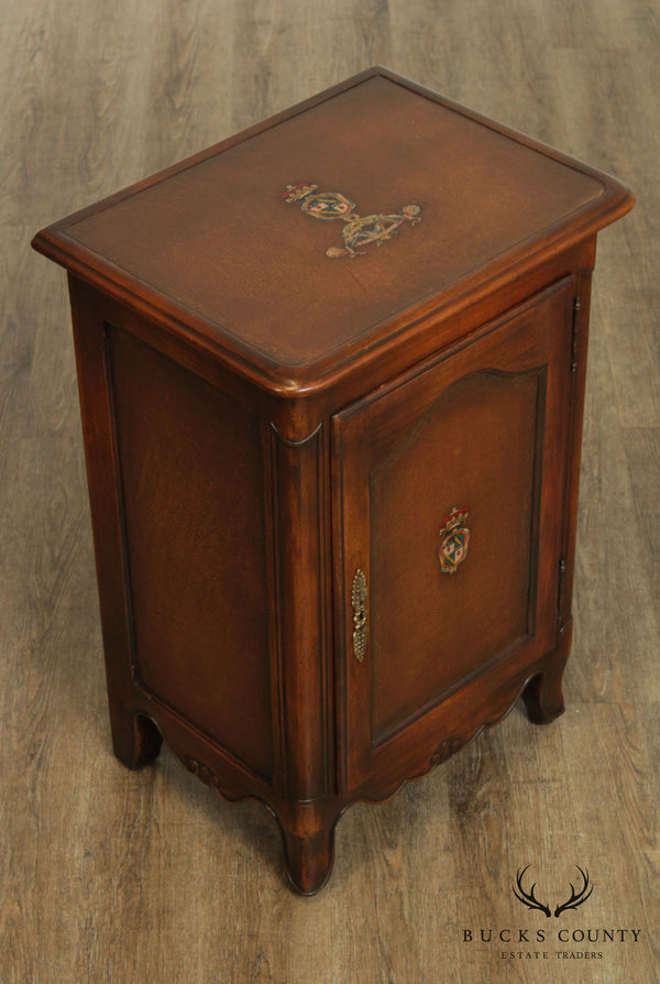 Theodore Alexander Mahogany Leather Wrapped One Door Side Cabinet