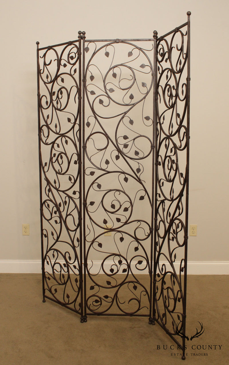 Hand Forged Iron Quality 3 Panel Folding Screen Room Divider