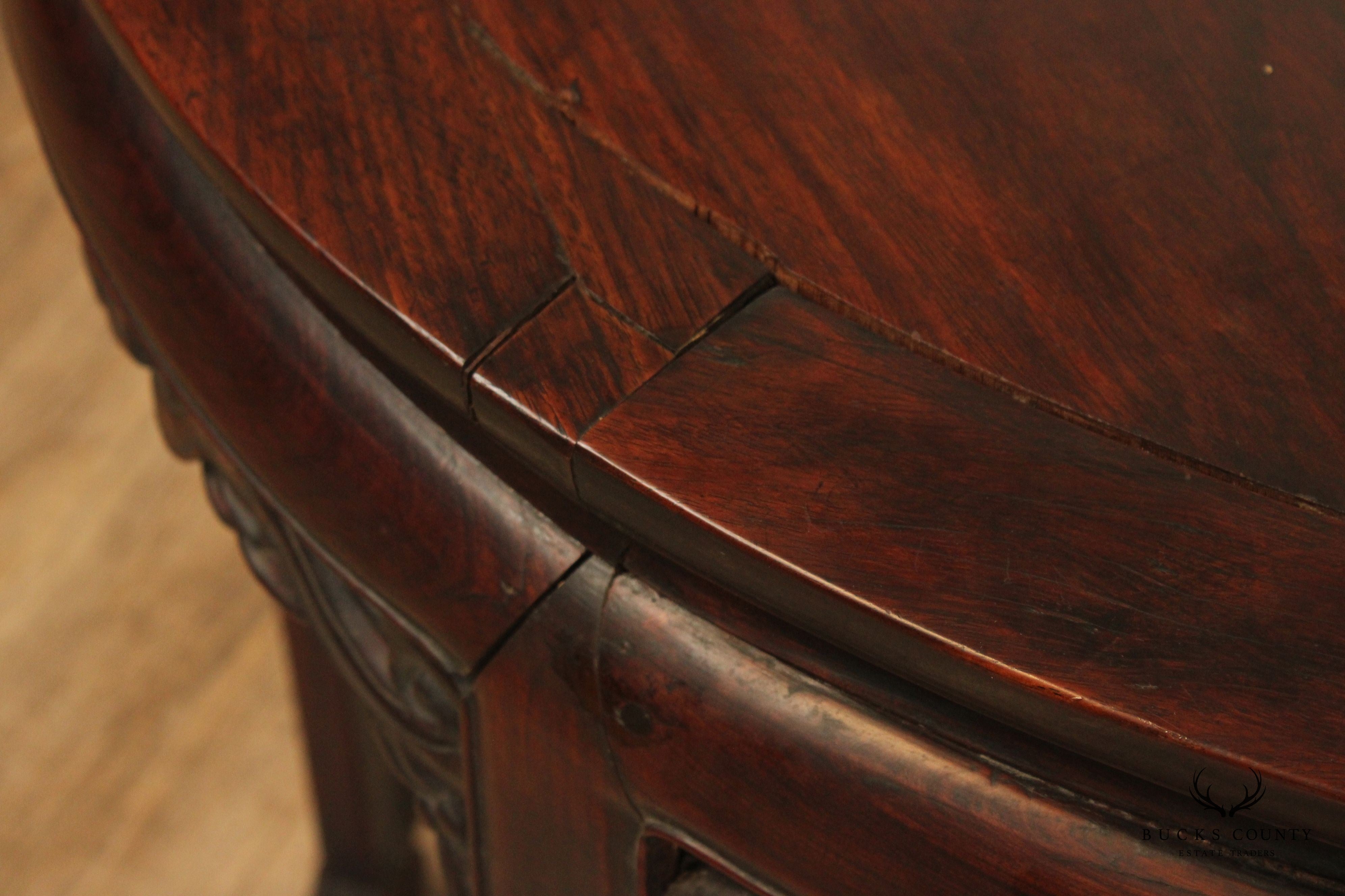 Antique Chinese Huanghuali Hardwood Demilune Console Table