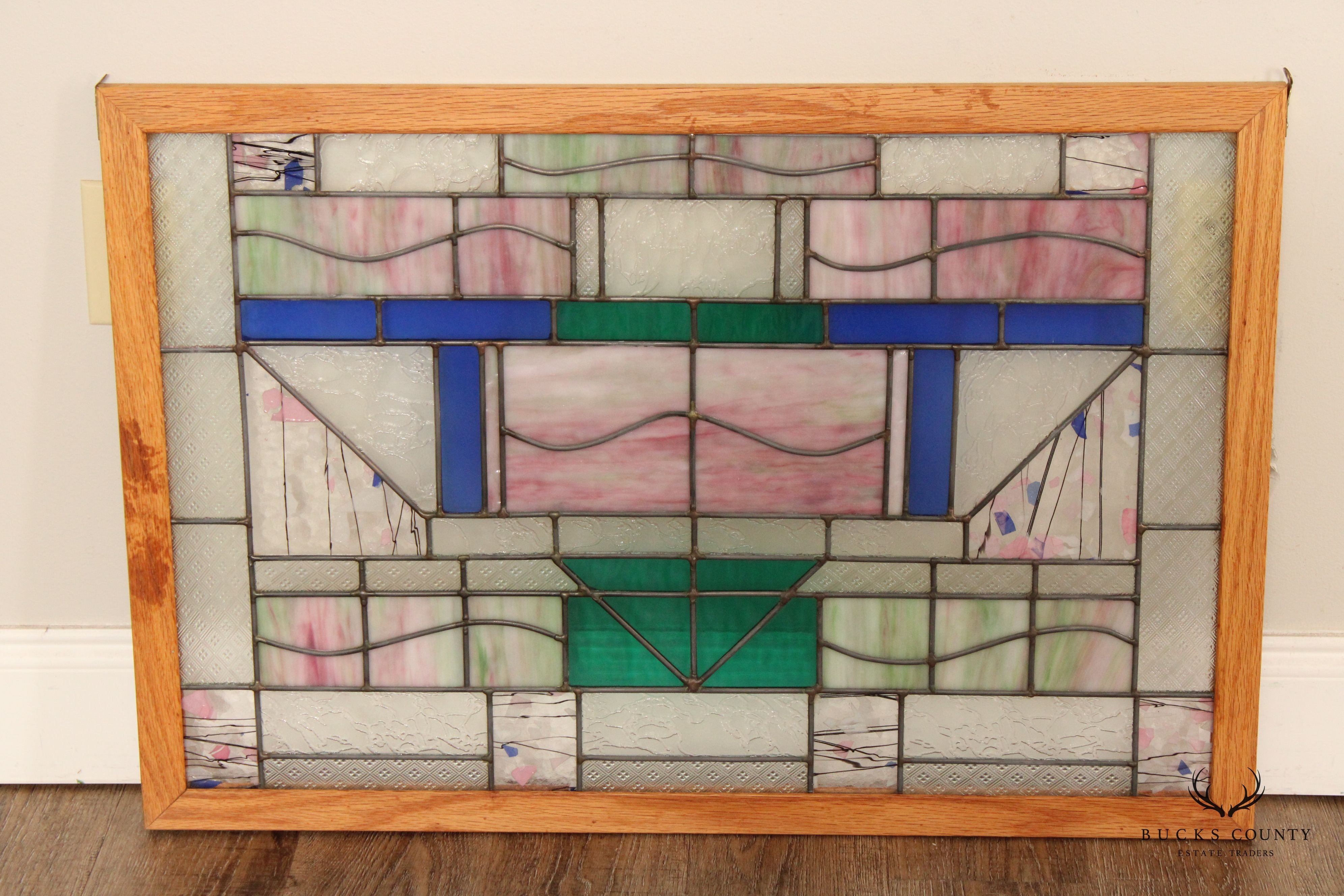 Arts and Crafts Style Stained Glass Panel or Transom