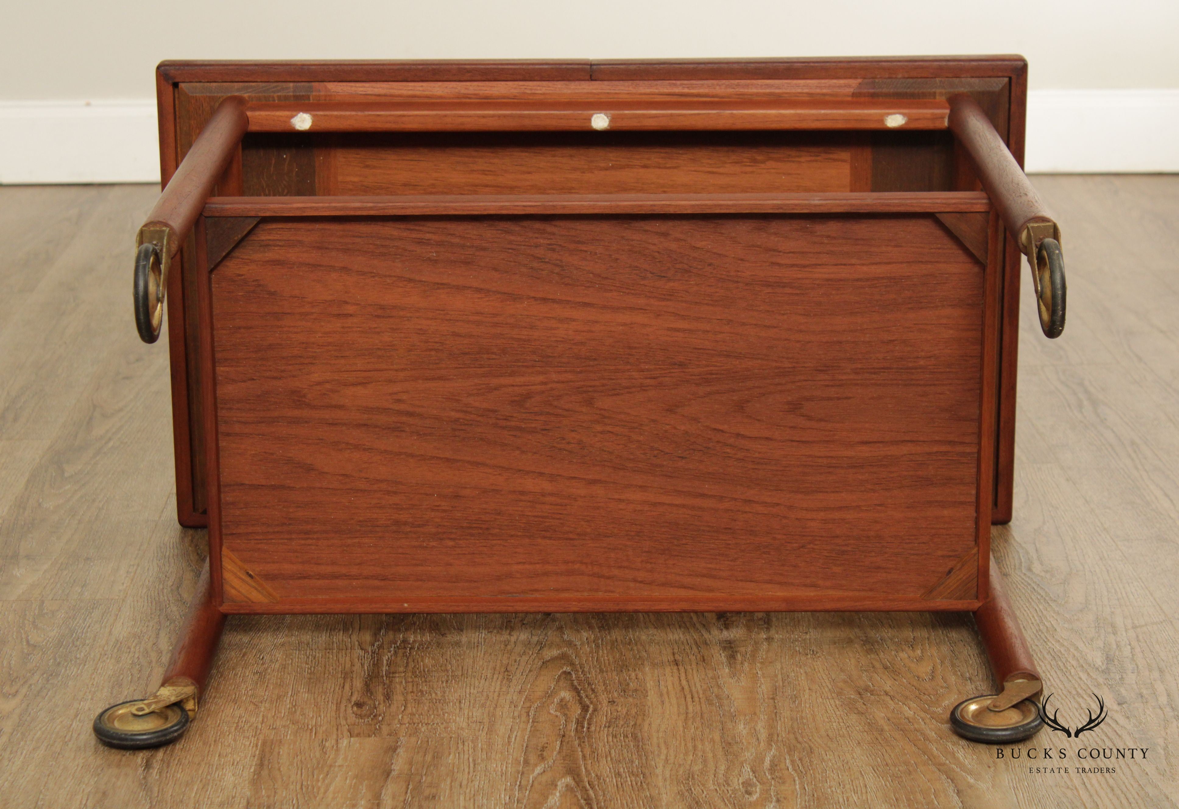 Kurt Ostervig Mid Century Danish Modern Teak Expandable Two Tier Bar Cart