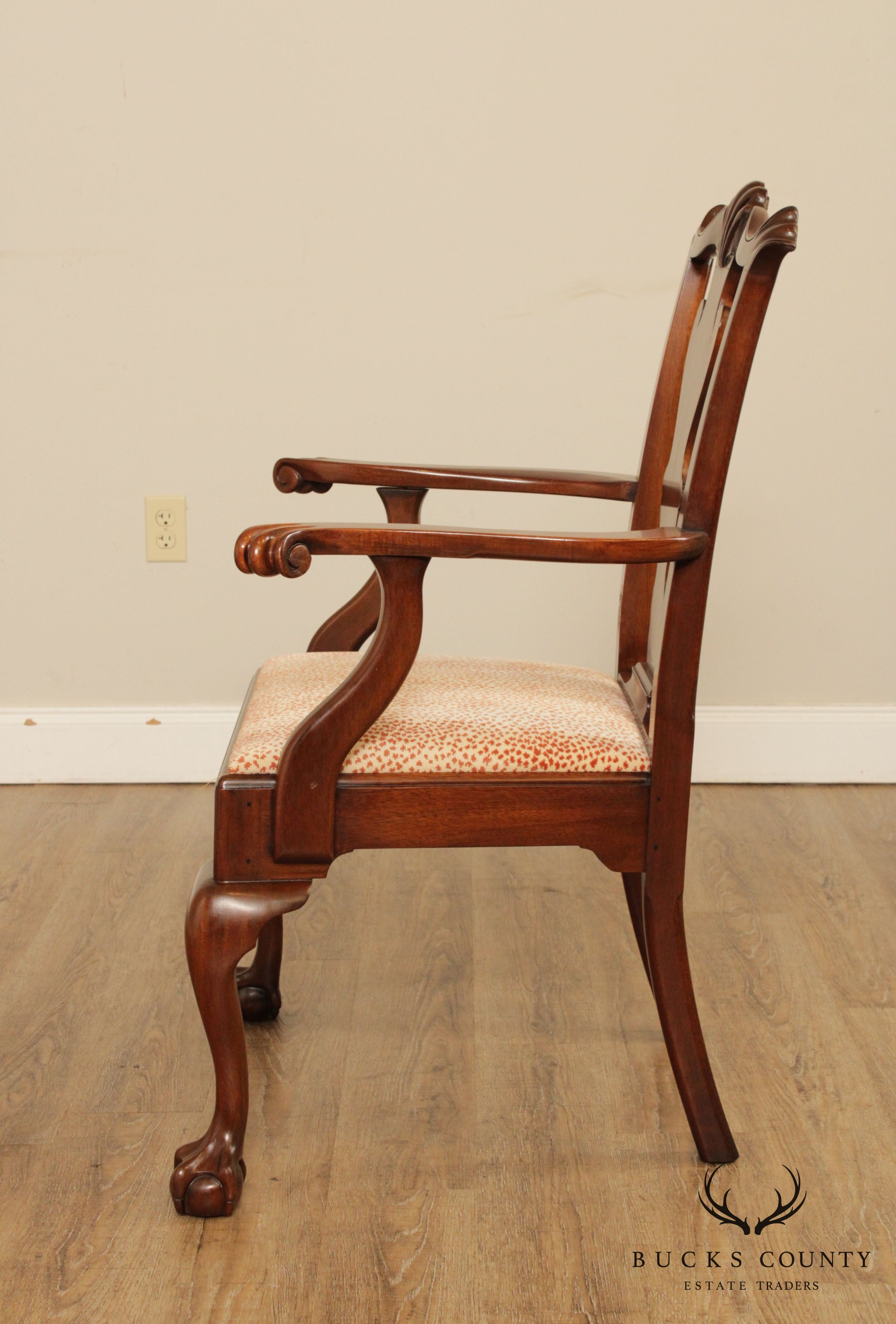 Henkel Harris Chippendale Style Mahogany Ball & Claw Armchair