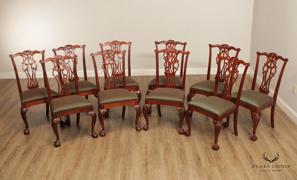 Ethan Allen Chippendale Style Set of Ten '18th Century Mahogany' Dining Chairs