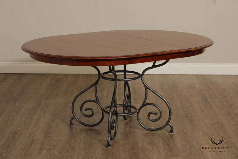 Ethan Allen 'Maison' Expandable Round Top Cherry Dining Table