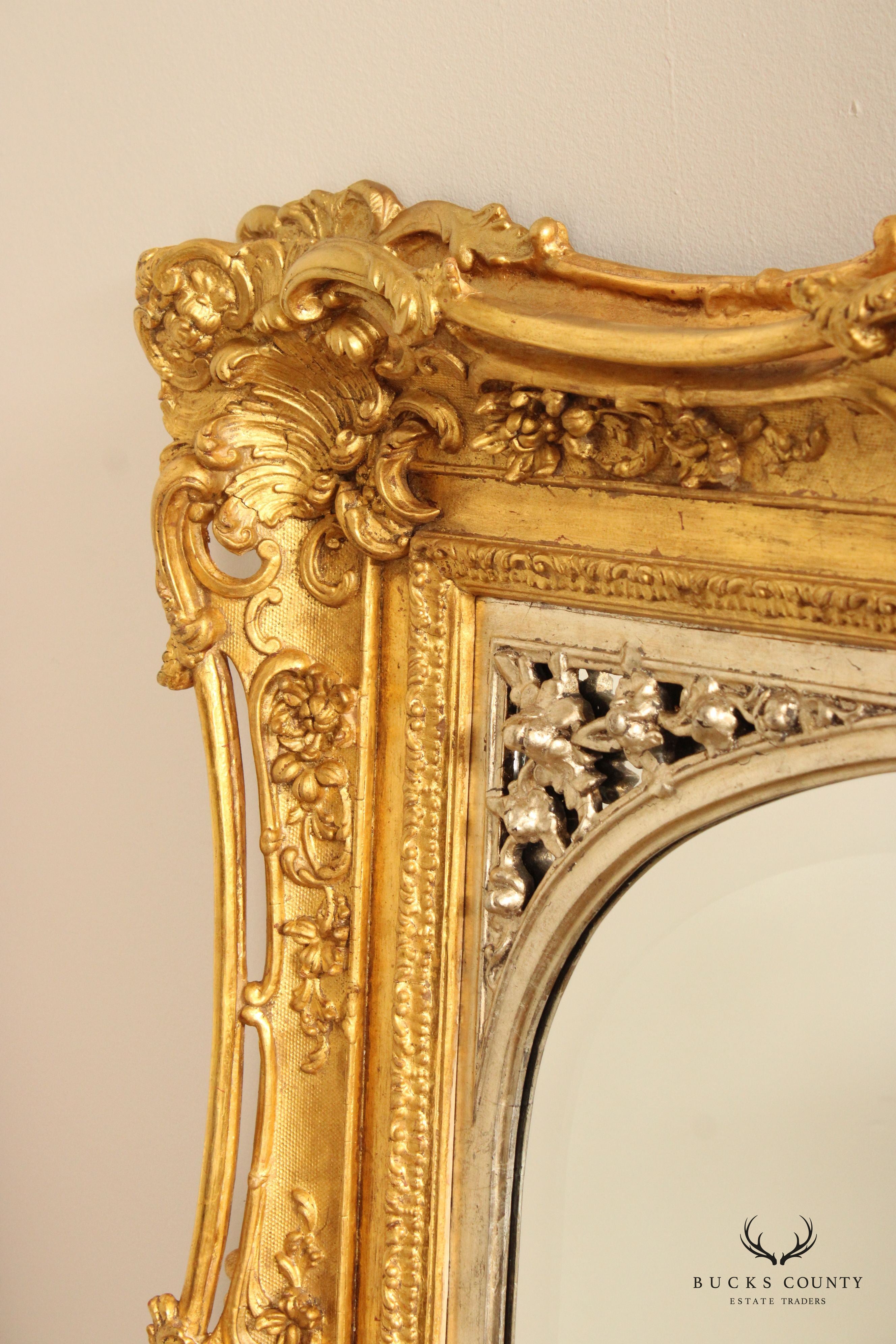 Antique French Baroque Style Giltwood Wall Mirror