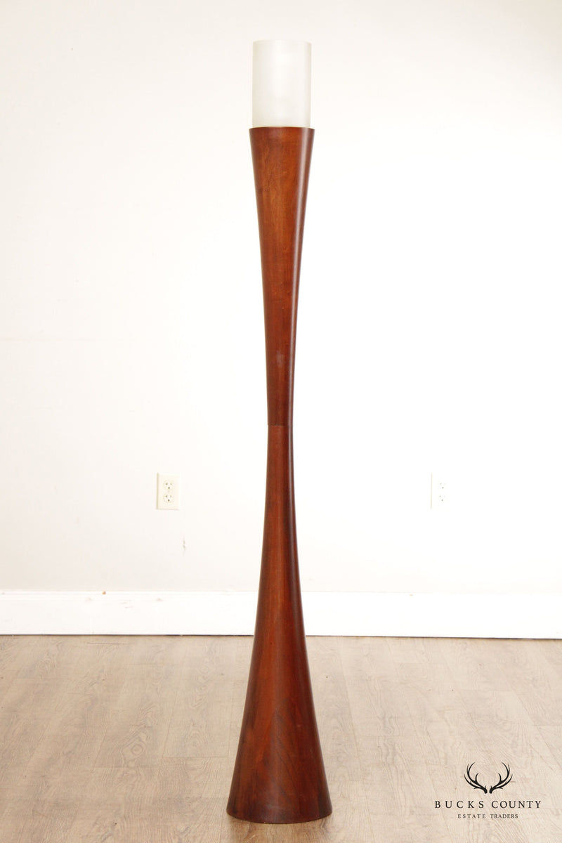 Organic Modern Style Wood and Glass Floor Lamp