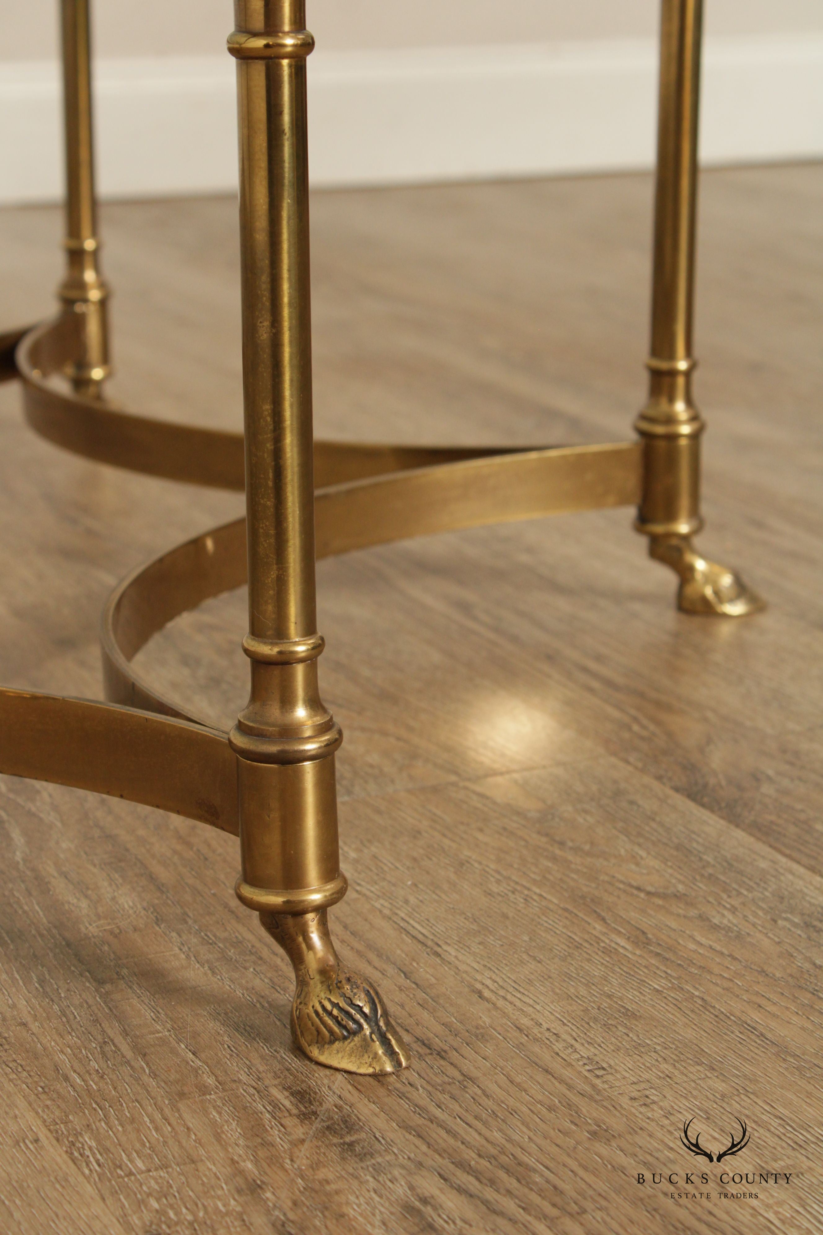 Directoire Style Vintage Brass and Glass Top Coffee Table