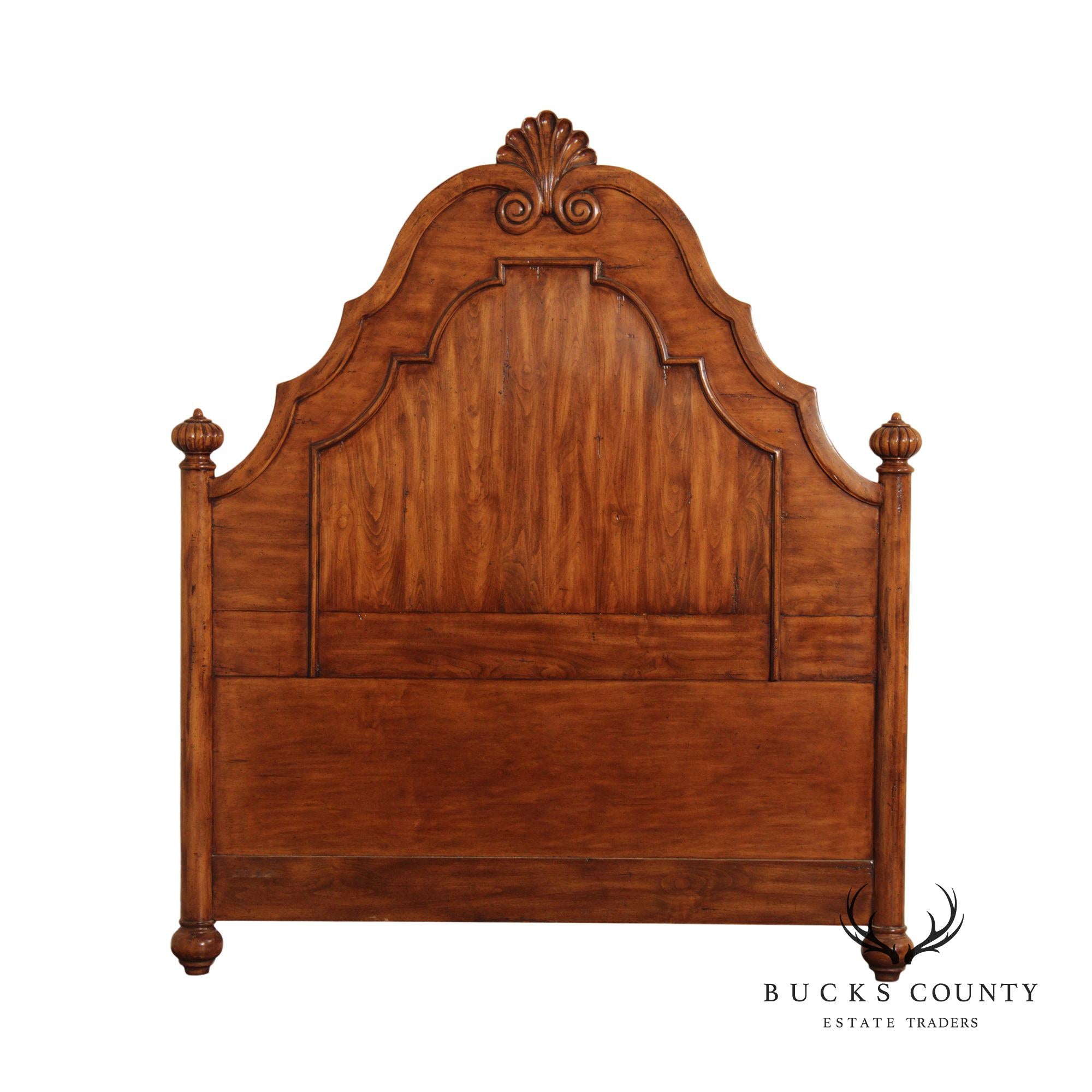 Bausman & Co. Italian Provincial Style Carved Walnut Queen Headboard