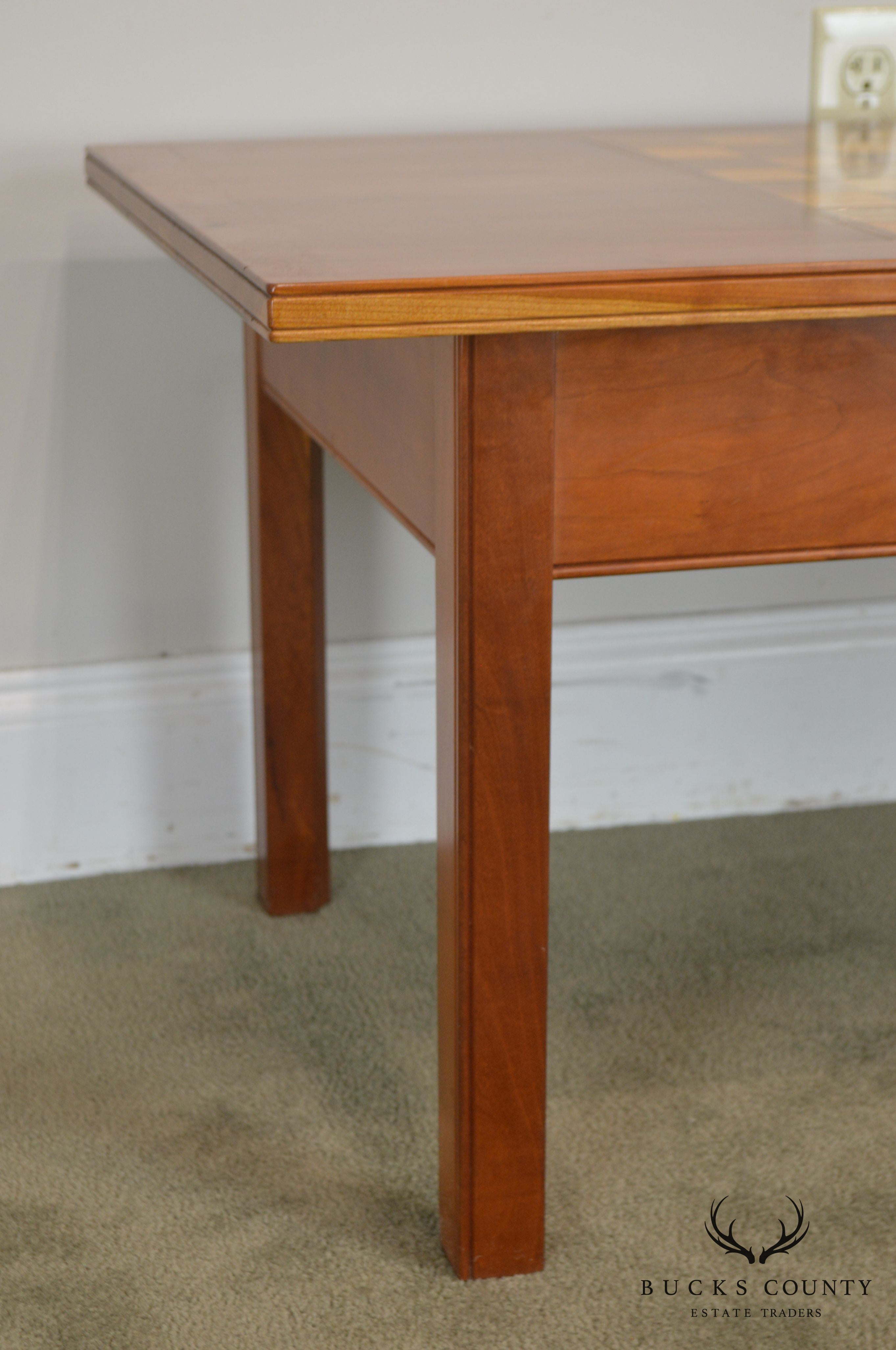 Hand Crafted Solid Cherry Wood Checkerboard Top Game Table by F. G. Harrison III