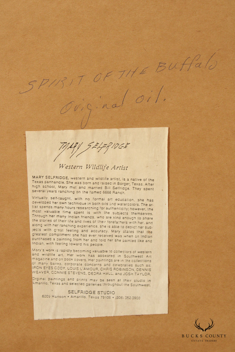 Mary Selfridge 'Spirit of the Buffalo' Original Oil Painting, Custom Framed