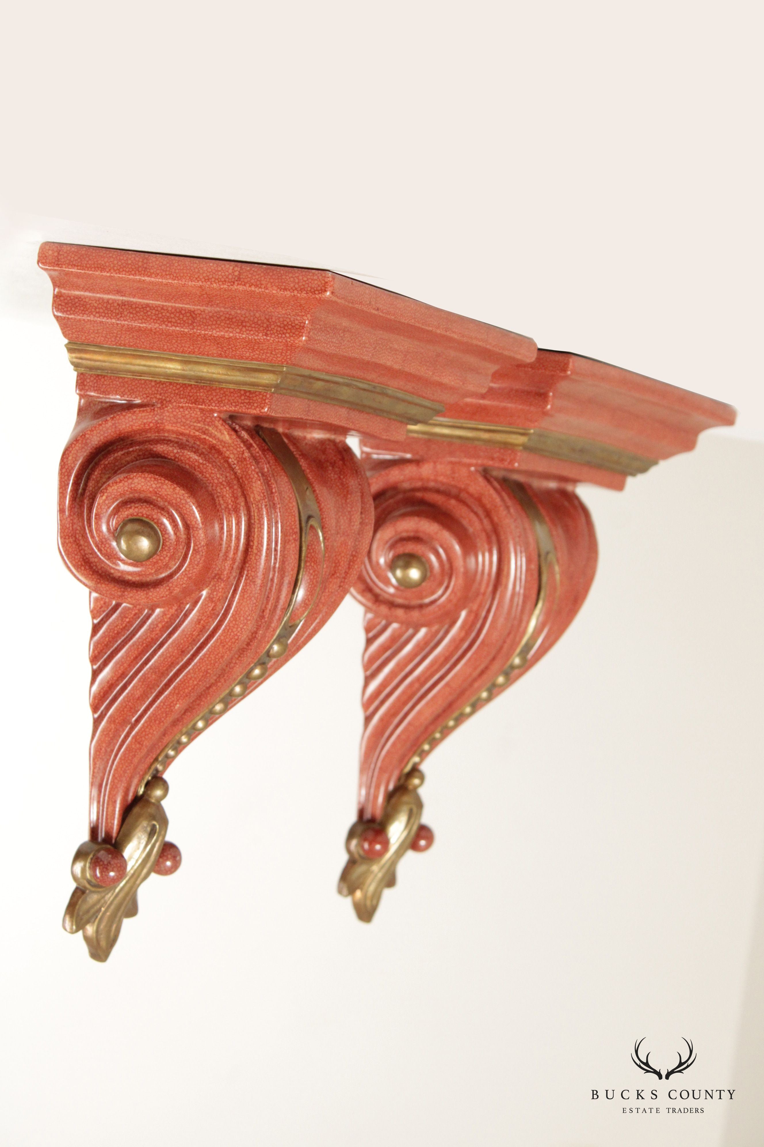 Castilian Italian Neoclassical Style Pair of Glazed Ceramic Corbels