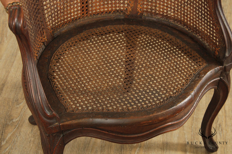 Antique French Louis XV Style Caned Bergere Chair
