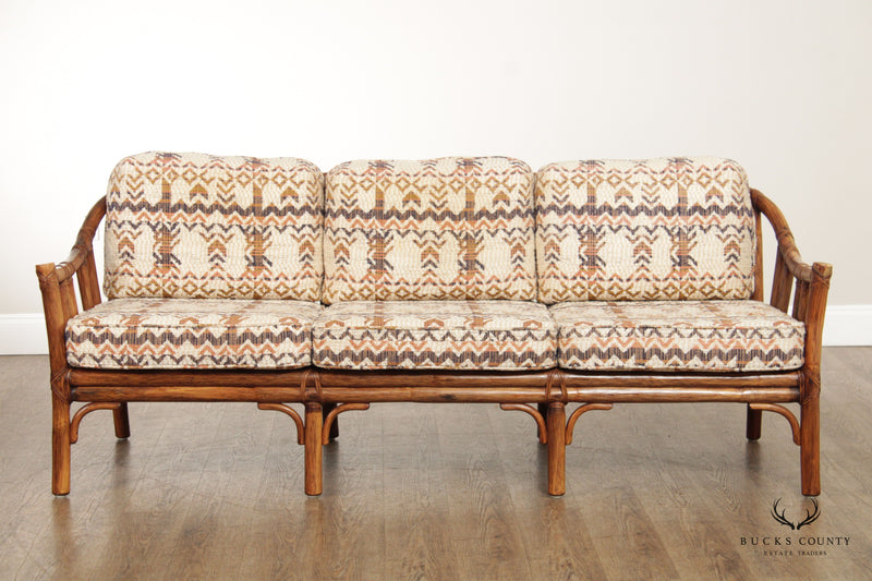 John McGuire Vintage Rattan Three-Seat Sofa