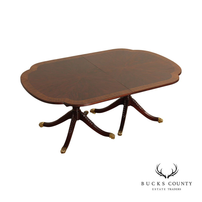 Hickory White Regency Style Mahogany Extendable Double Pedestal Dining Table