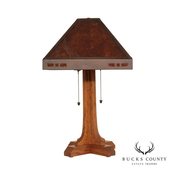 Mica Lamp Co. 'Pasadena' Oak and Mica Table Lamp